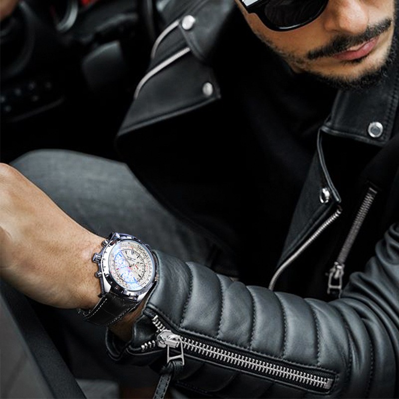Luxury Men pilot/avitor Watch Multifunction Wristwatch Mechanical Automatic Gift