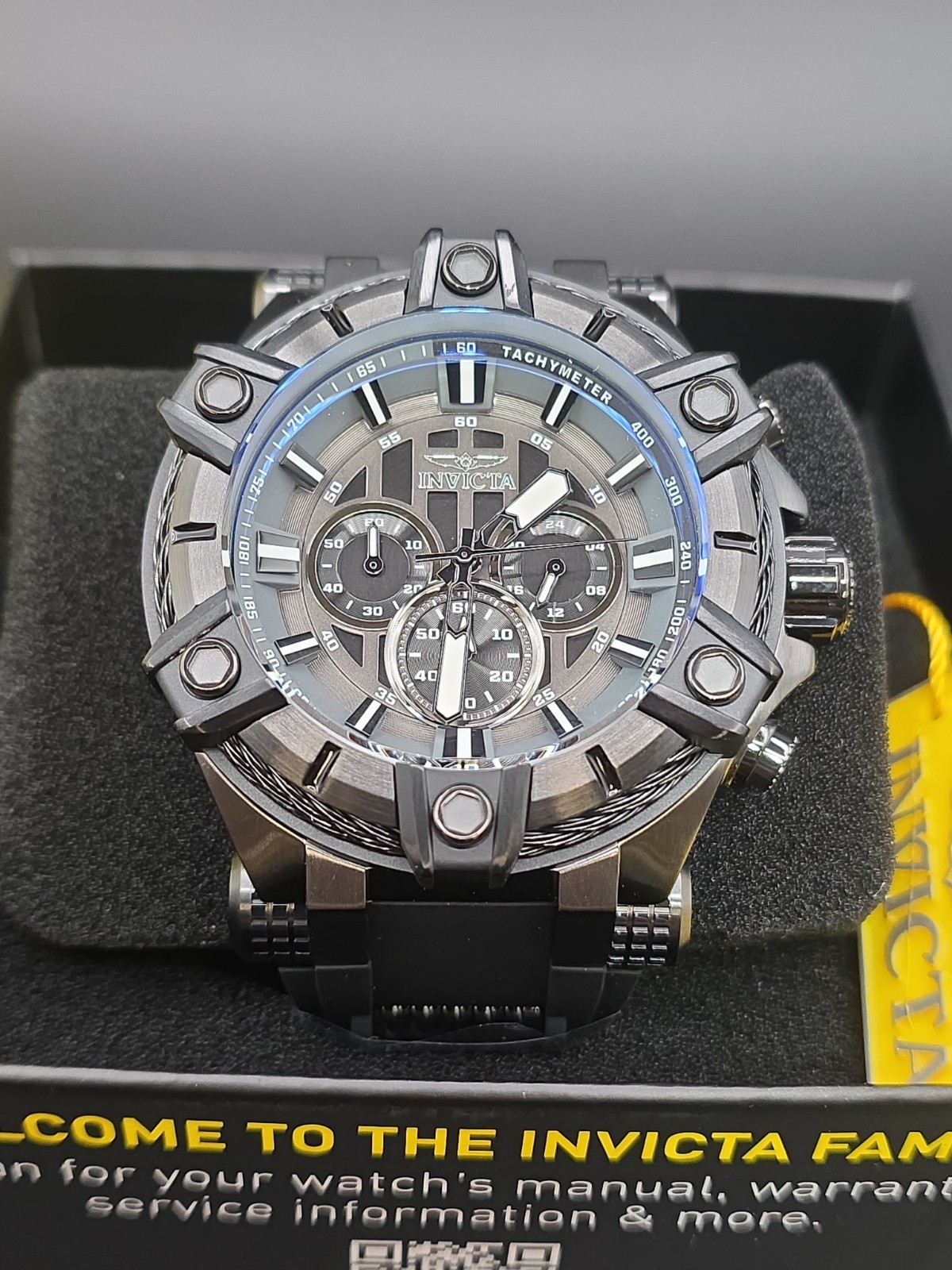 Invicta Bolt Cable Surge Men’s 52mm Triple Black Stealth Chronograph Watch 35550