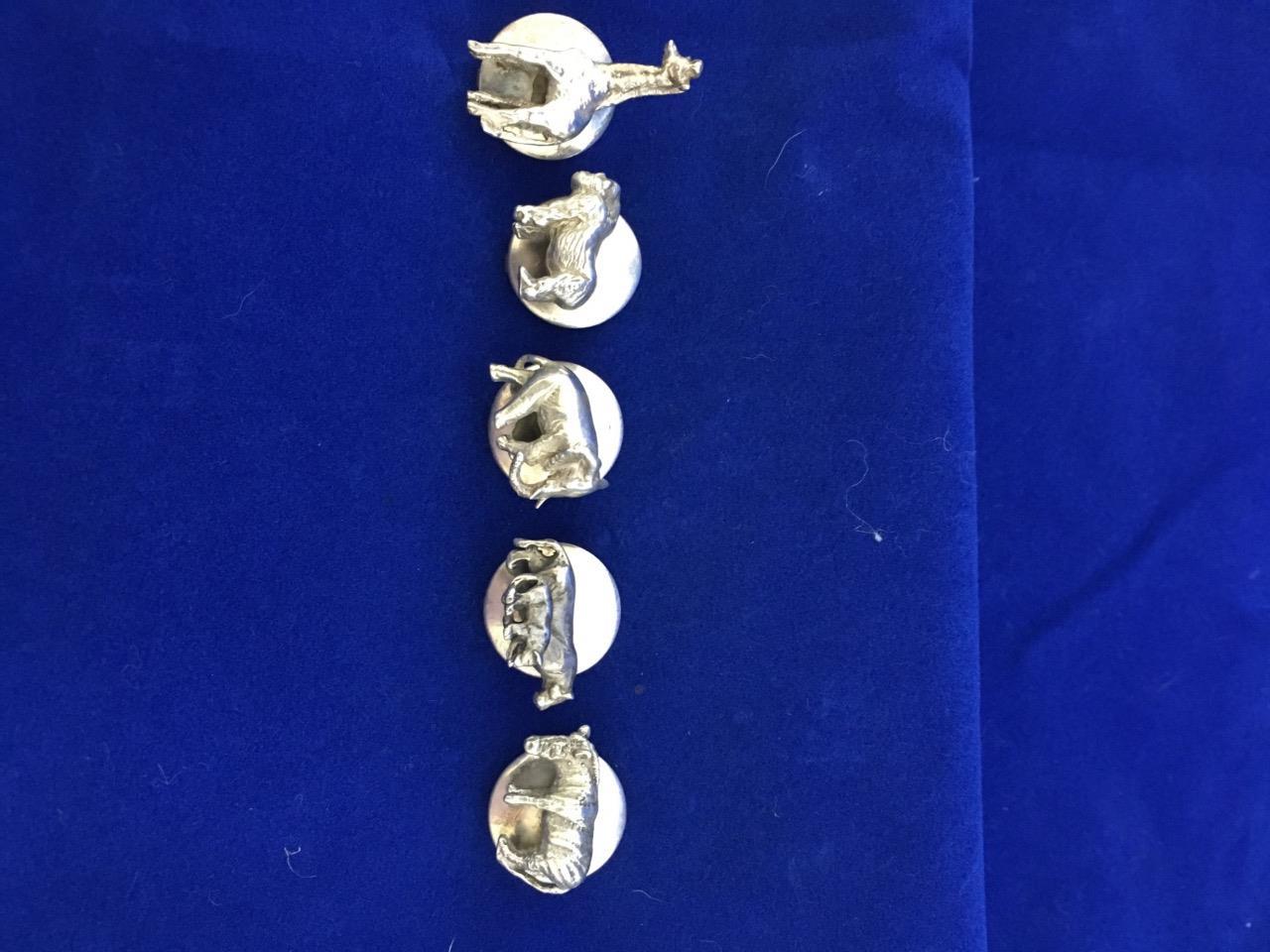SUSAN CUMMINGS VINTAGE STERLING SILVER 3D AFRICAN ANIMALS BUTTON COVERS $150
