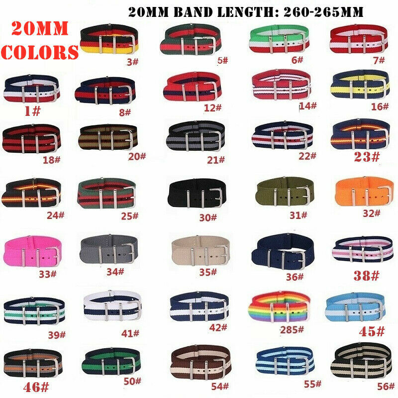 12/14/16/18/20/22/24MM Width Military Nylon Bands Replacement Straps Accessories