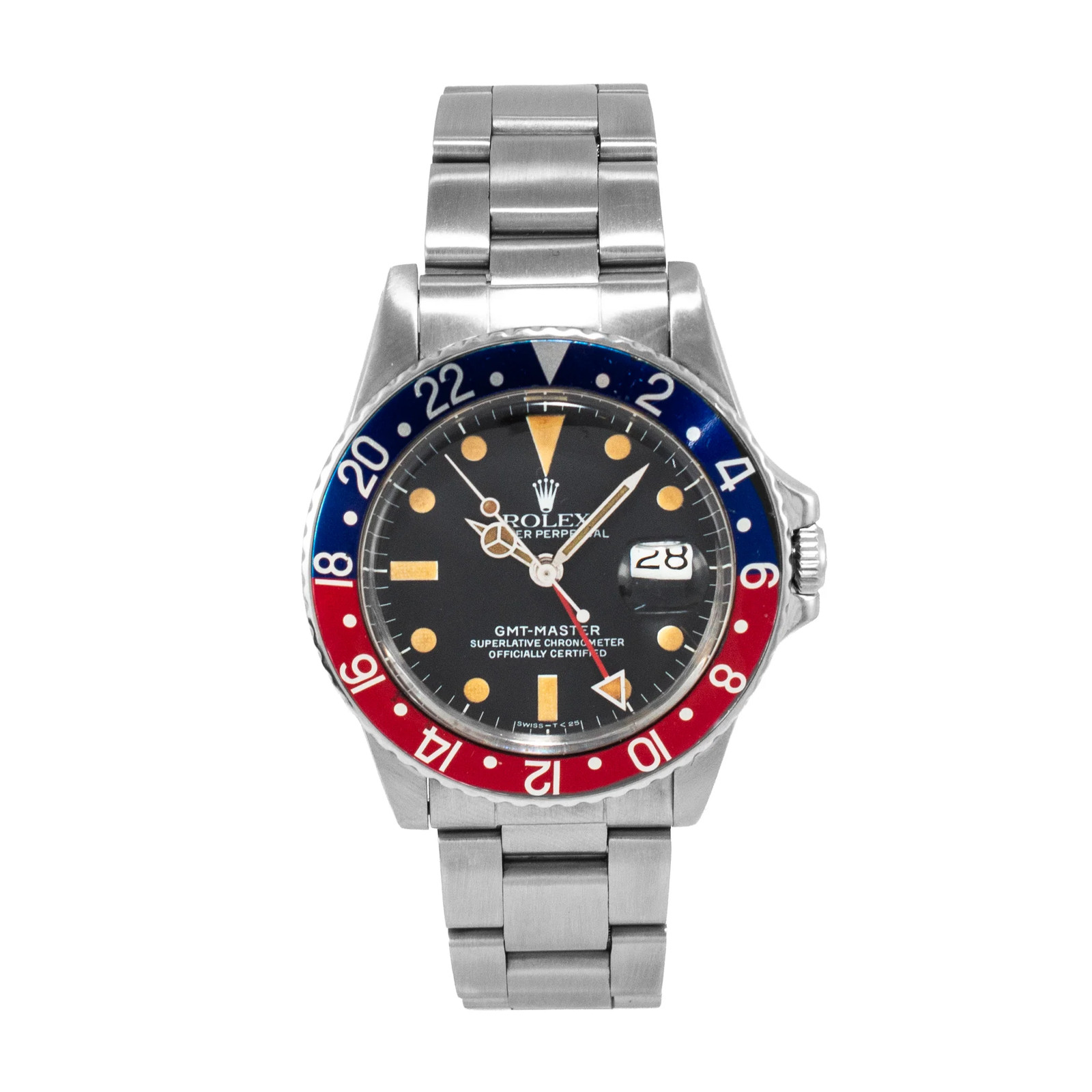 Vintage Rolex Gmt Master Pepsi 40MM 16750 Tritum Patina Matte Dial Steel Watch