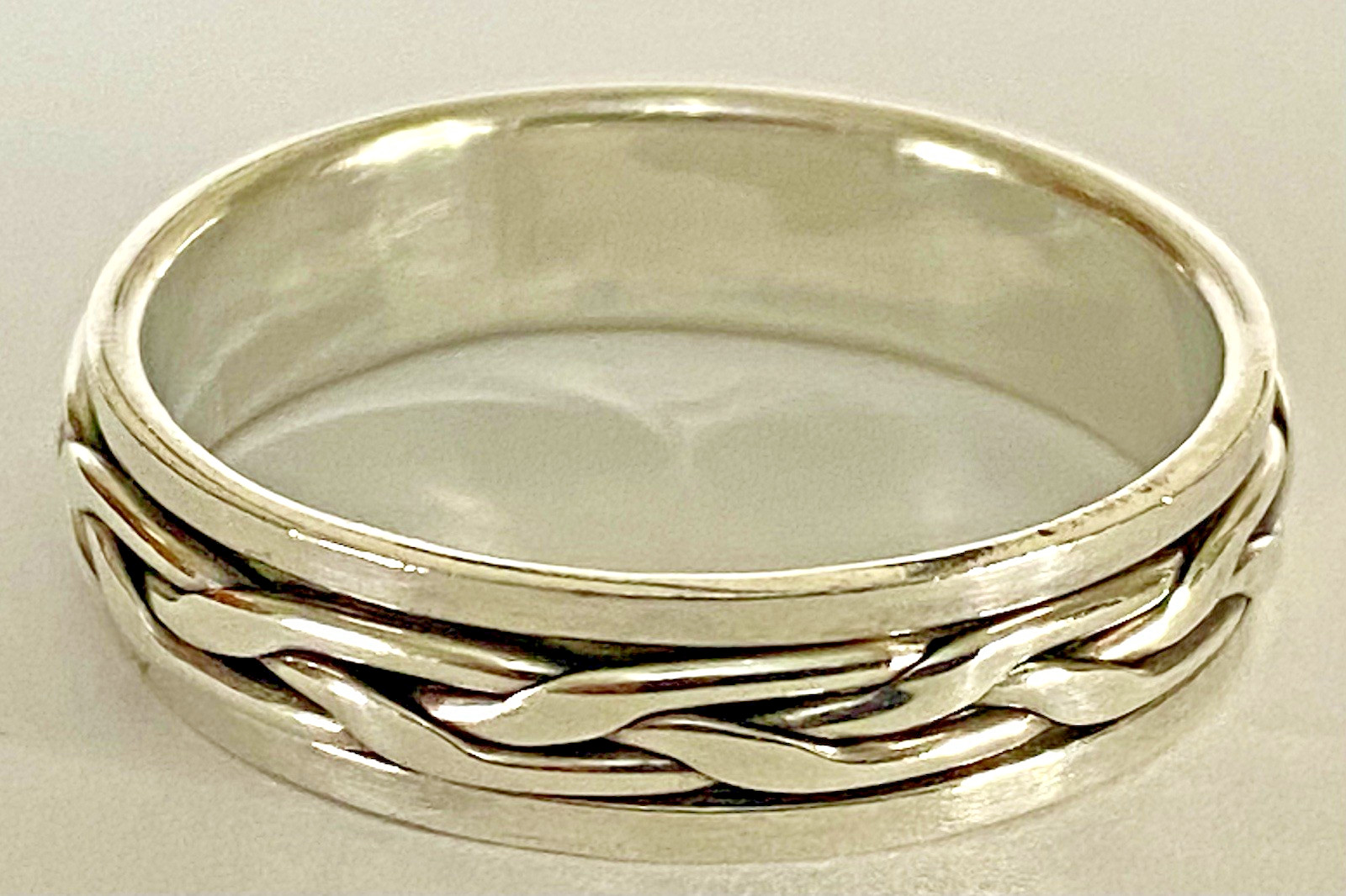 Vintage Sterling Silver 6mm wide 5.7gr Spinner Ring Size 13.25