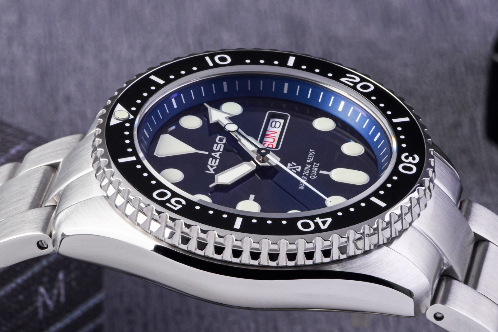 KEASO Miyota 2105 Quartz Movement Day Date Diver Watch 42.5mm C3 316L KE02