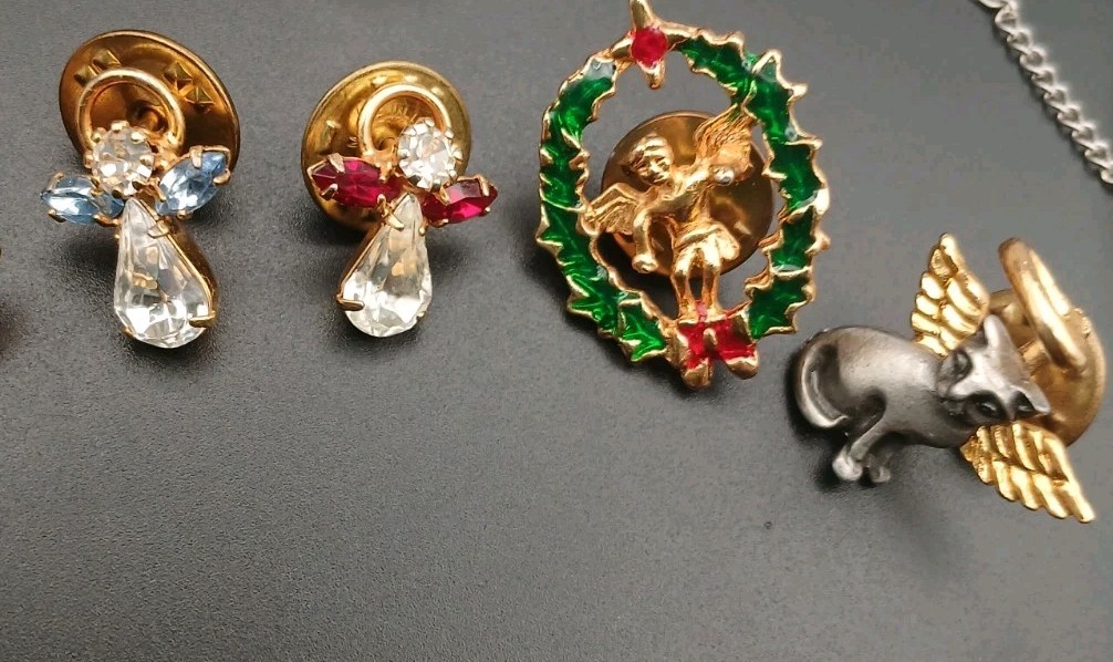 Vintage Guardian Angel Pins, Angel Pins Brooches Dove Lot Of 5