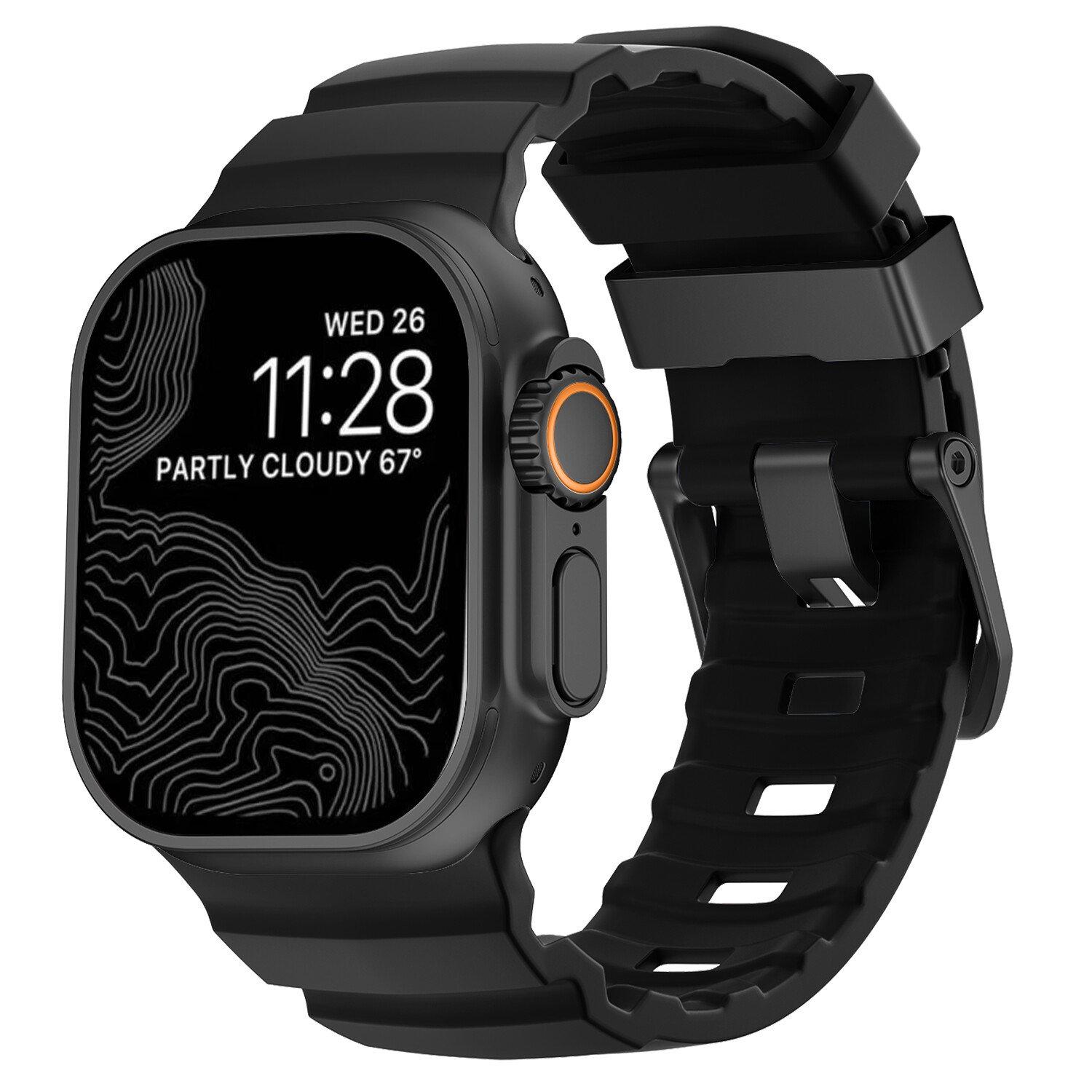 Durable Silicone Watch Band with Metal Clasp For iWatch Series Ultra 10 9 8 7 6