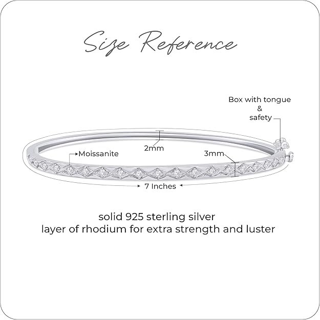 2/7 Ct Round Cut Moissanite Oval Shape Chevron Bangle Bracelet Sterling Silver