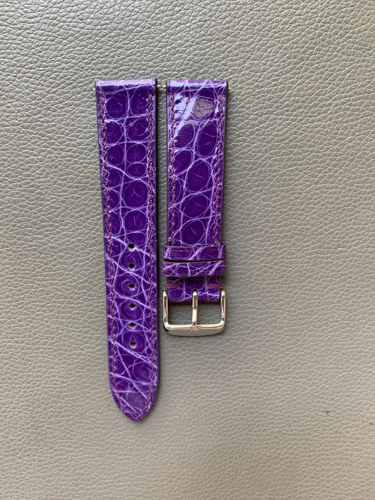 Purple Genuine Leather watch strap band Custom 10..16 17 18 19 20 21 22 23 24mm