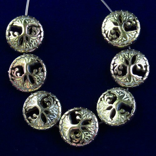 2 Set 7Pcs/Set 12x4mm Carved Silver Hematite Tree Of Life Pendant Bead
