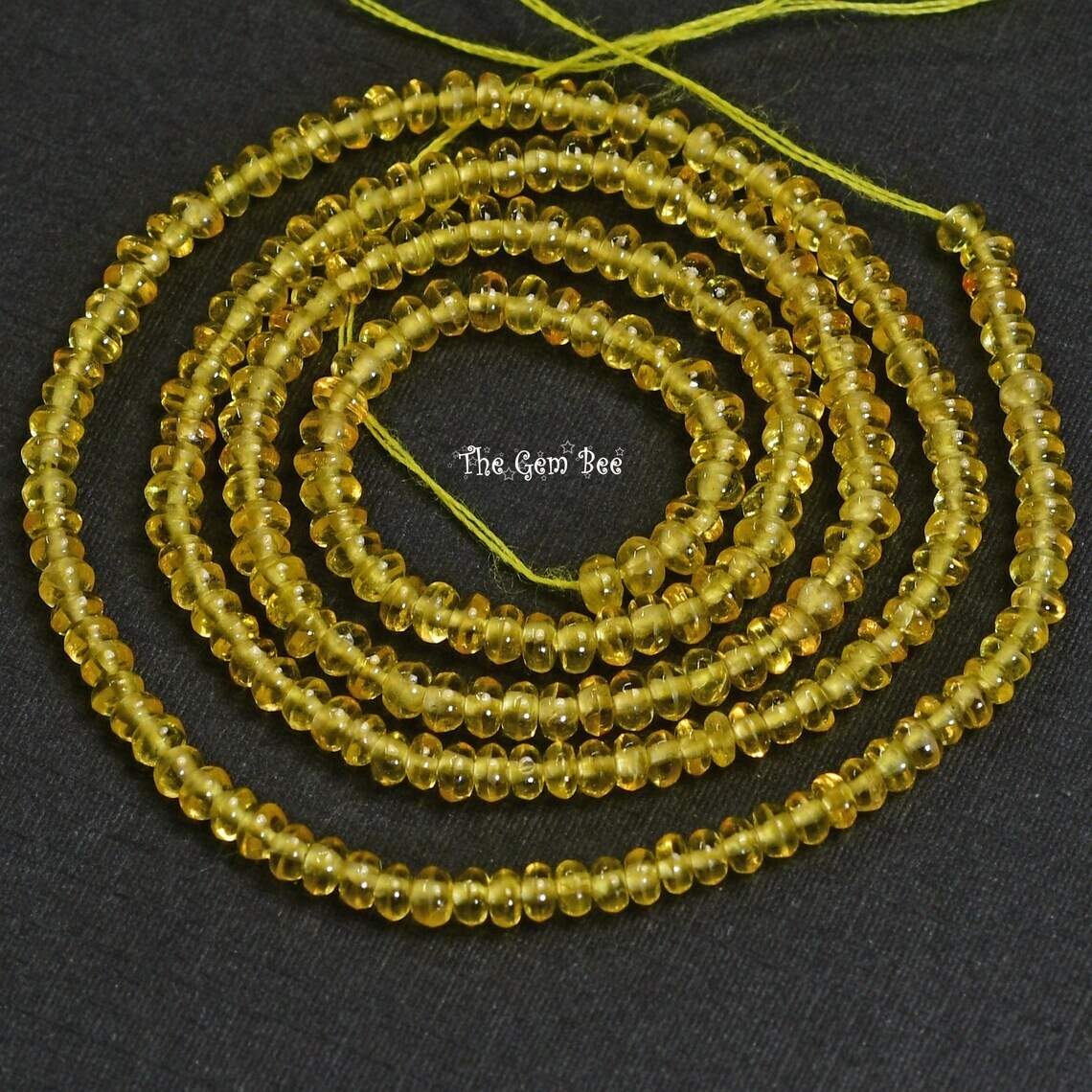 2.8mm Petite Natural Golden Yellow Sapphire Smooth Rondelle Beads 16″ Strand