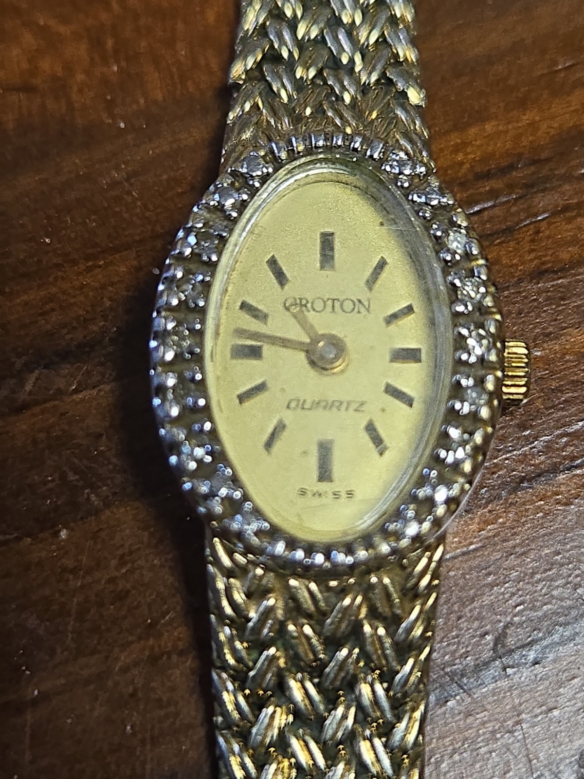 Croton Women’s Vintage Gold Toned Watch With Diamonds