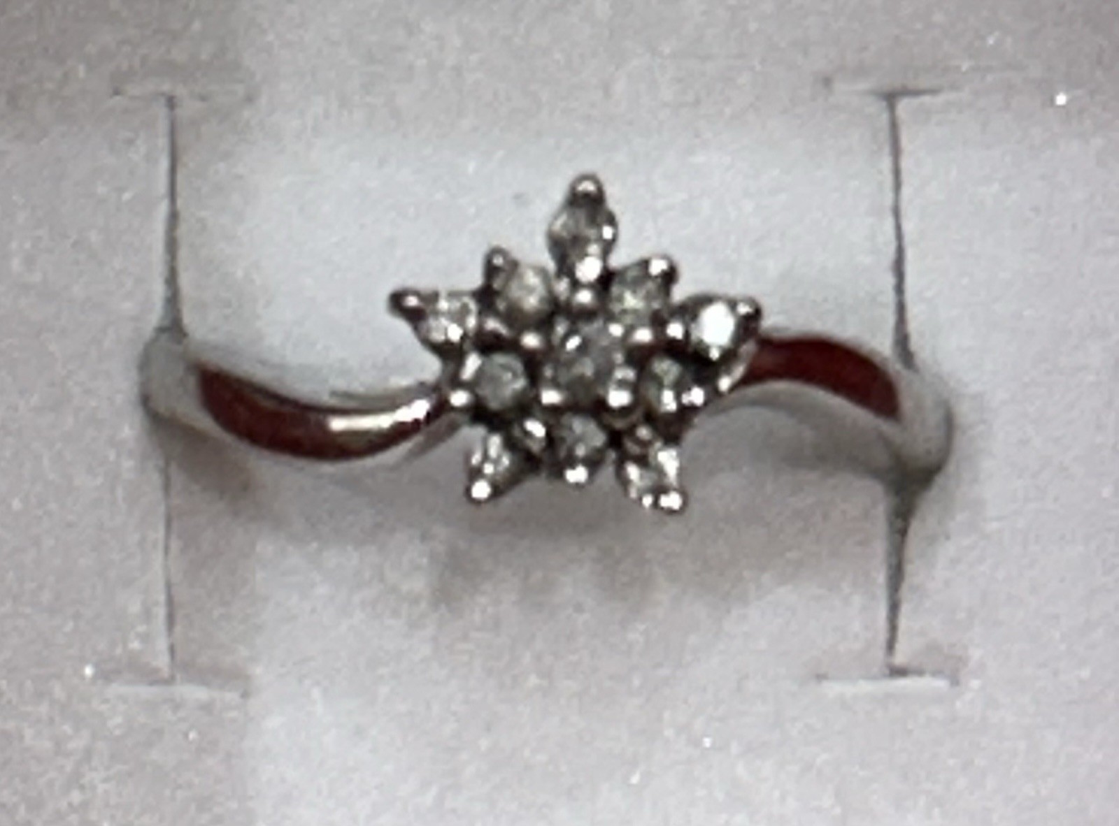 Diamond Cluster Right Hand Ring Size 7 White Gold