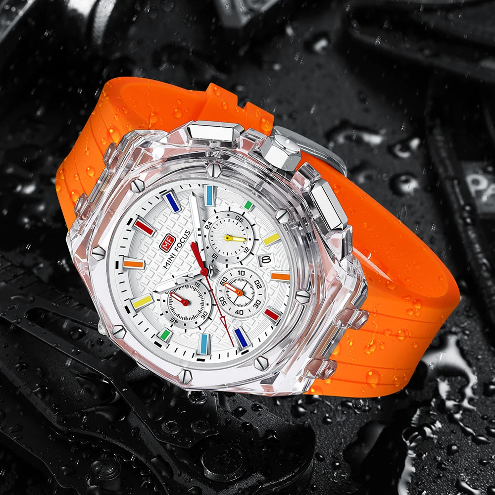 MINI FOCUS Fashion Multifunctional Quartz Watch for Calendar 24 Hours Display C