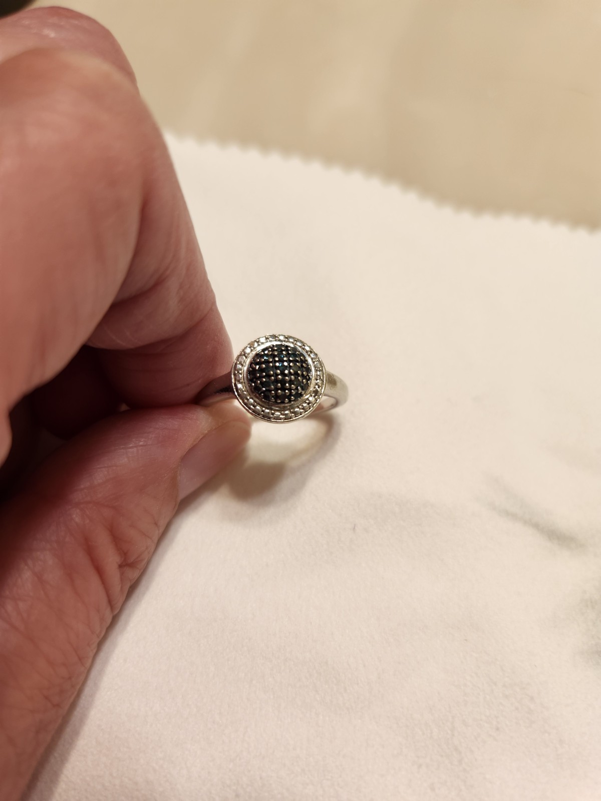 Blue Diamond Round 925 Sterling Silver Size 7 Ring