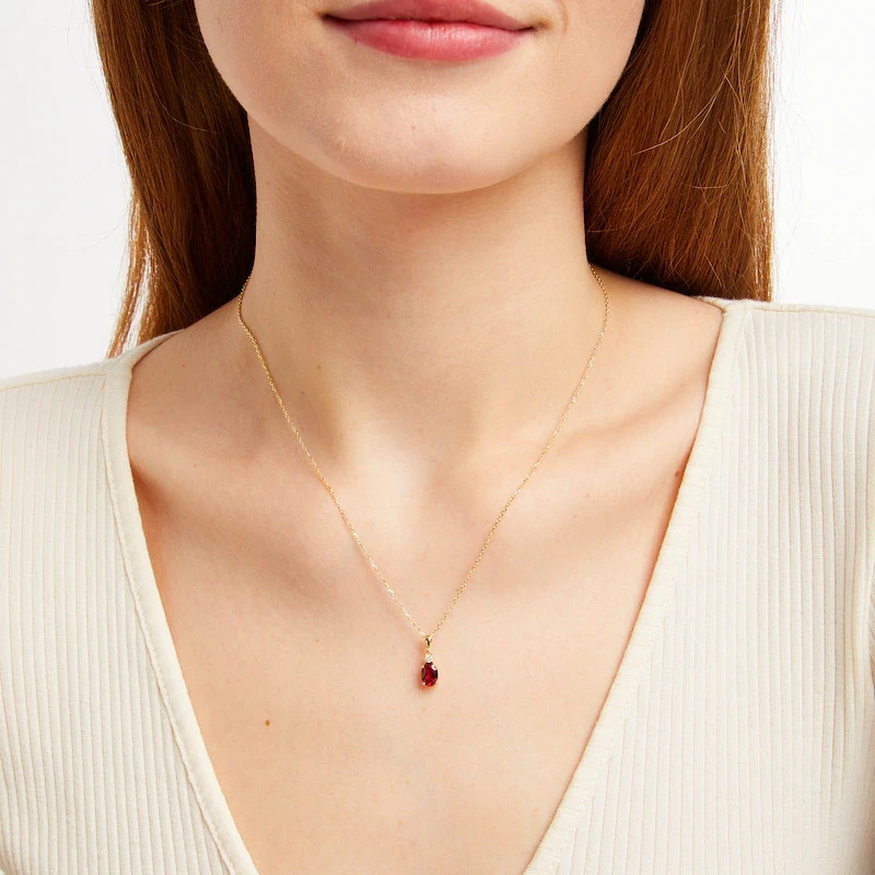 Kay Jewelers Ruby & Diamond Necklace Solid 10K Yellow Gold 2 grams Retail $479