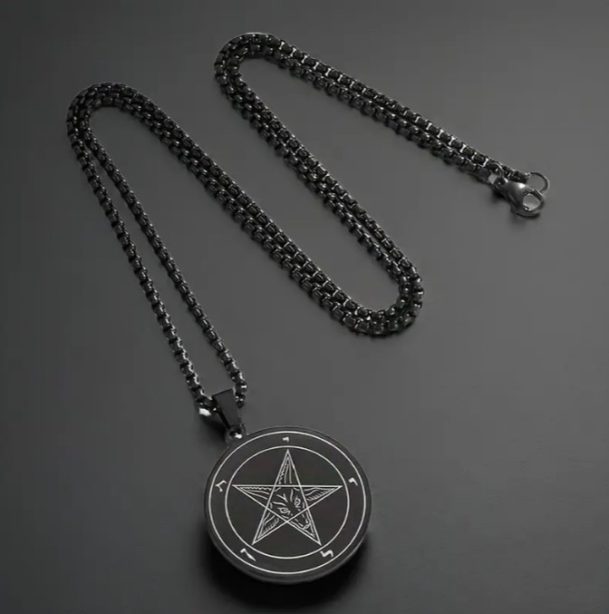 Sigil of Baphomet Inverted Pentagram Pendant Necklace Satan Goat Devil Lucifer