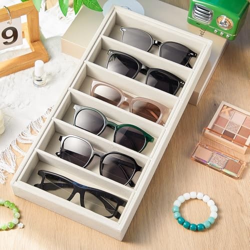 Pcs Velvet Sunglasses Organizer Tray 6 Grid Sunglass Organizer Velvet 2 Beige