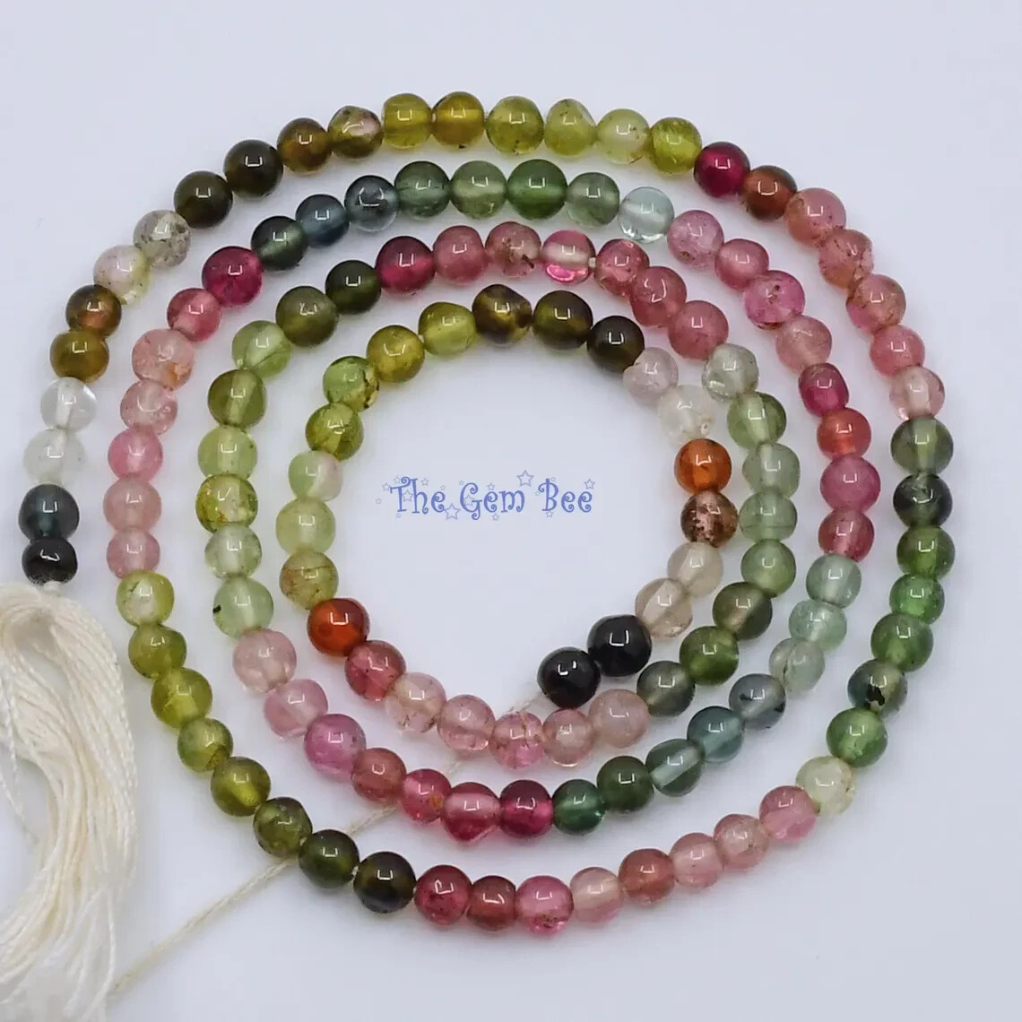 Old Stock 3mm Pink Green Blue Tourmaline Smooth Round Sphere Bead 14.5″ strand