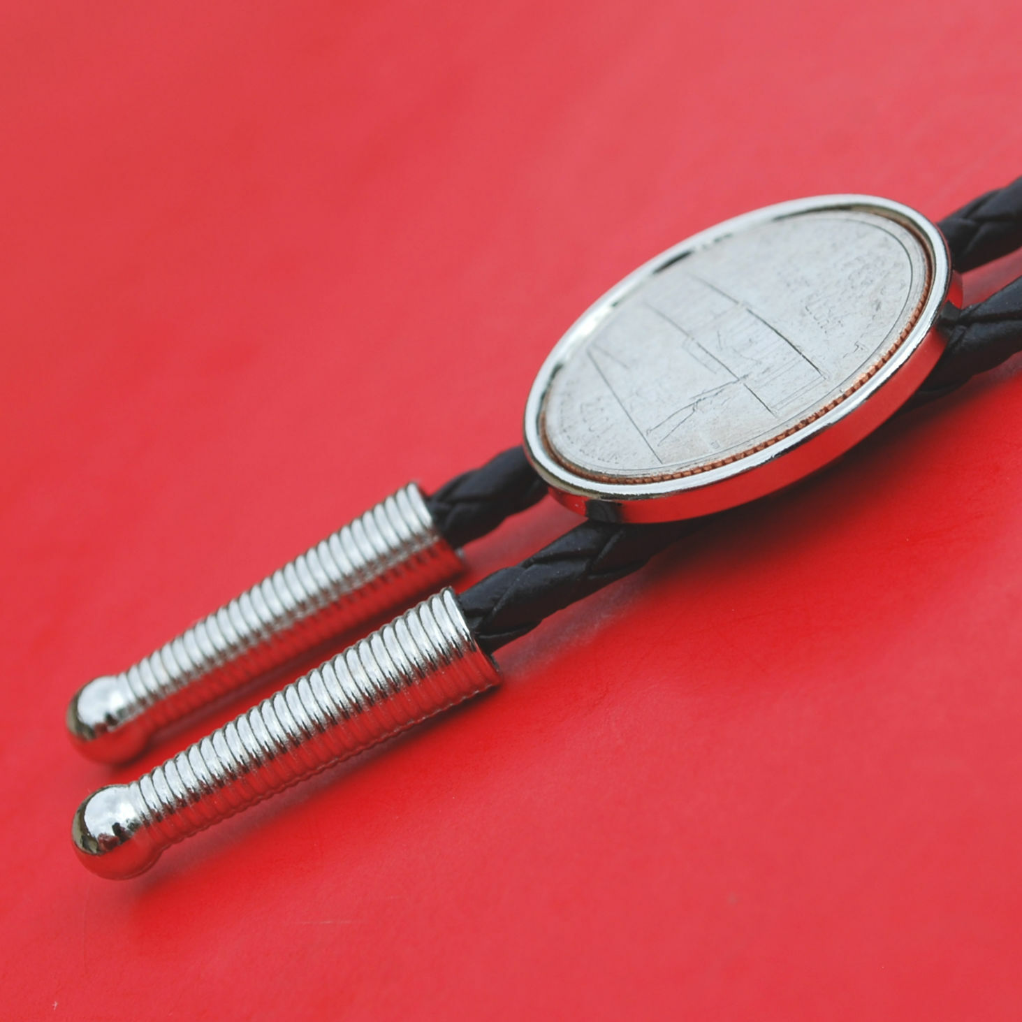 US 1999 ~ 2009 50 States, DC and Territories Quarter 36″ Black Cord Bolo Tie NEW