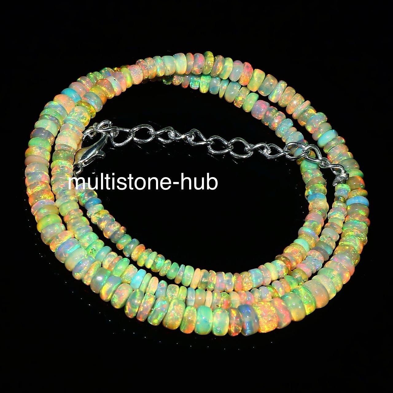 Natural Ethiopian Welo Fire Opal Rondelle Beads Gemstone Necklace 16 Inches
