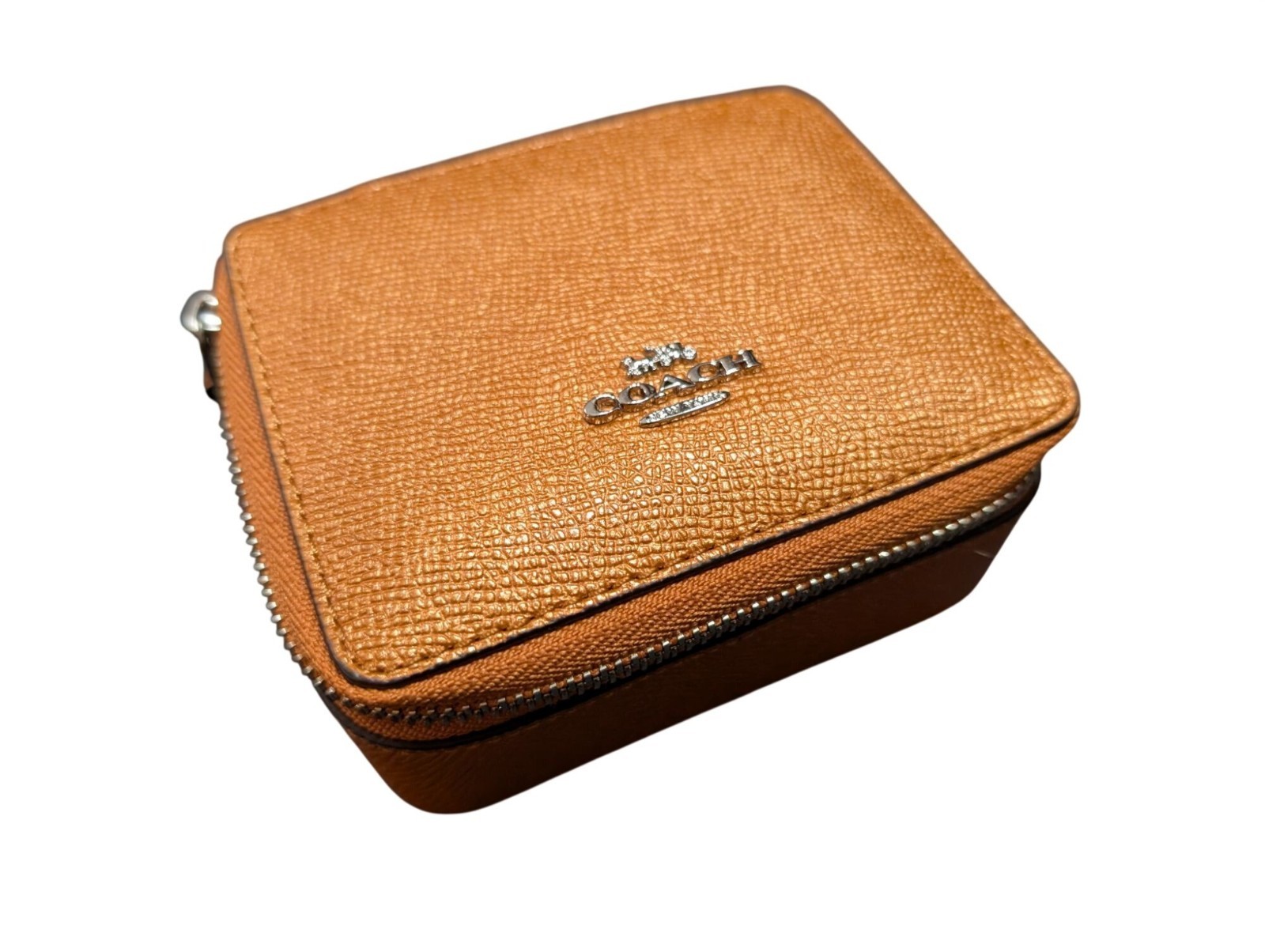 Coach Small Leather Jewelry Travel Case With Zipper