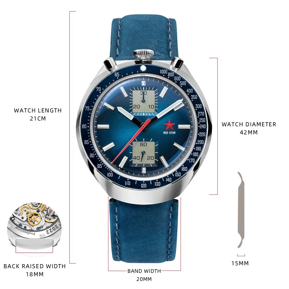 SEAKOSS Red Star Bullhead Dual-Time Zone Chronograph with Luminous Display watch