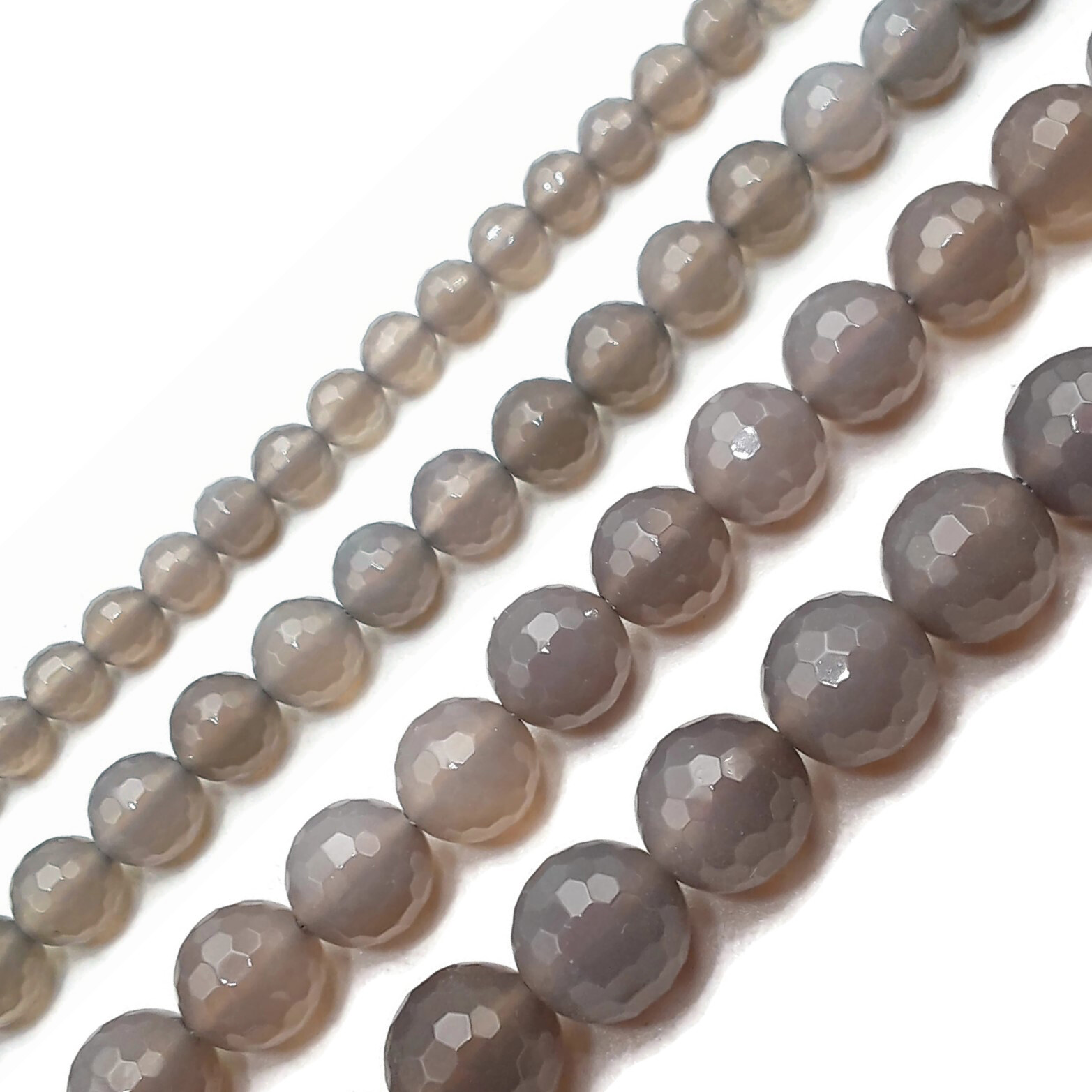 Gray Agate Faceted Round Beads 4mm 6mm 8mm 10mm 12mm Approx 15.5″ Strand