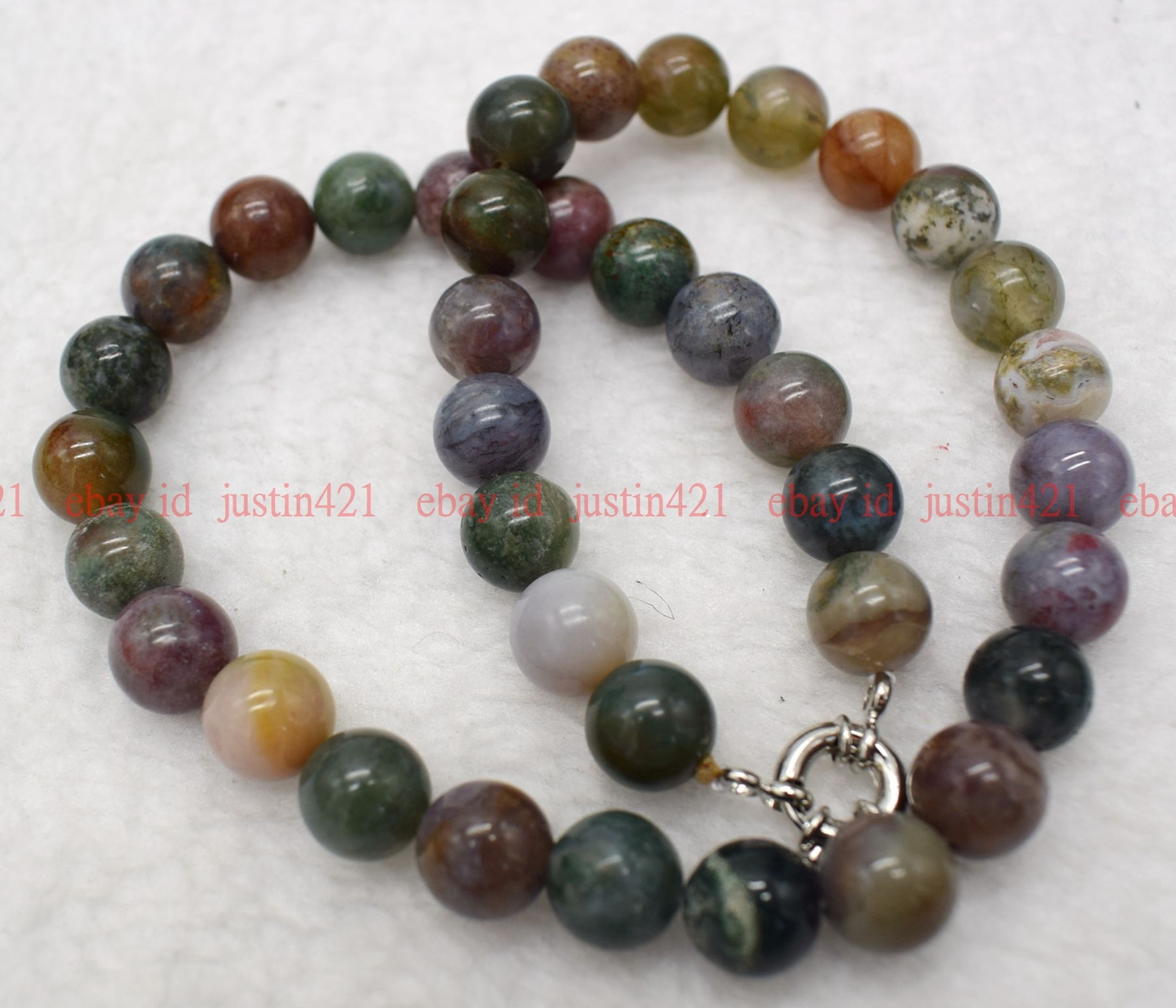 Fashion 6/8/10/12mm Multicolor Indian Agate Round Gemstone Beads Necklace AAA+