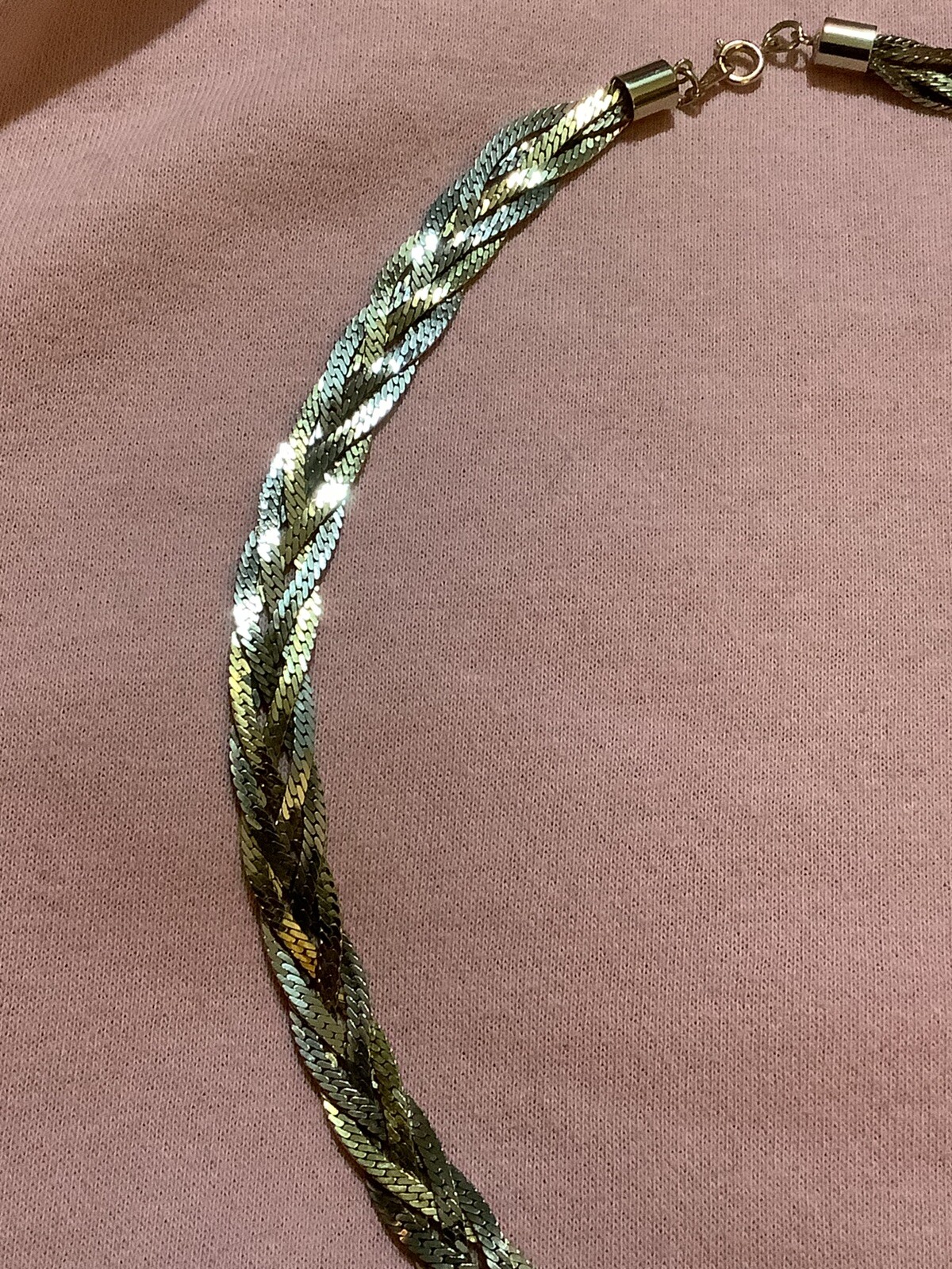 VTG SIGNED KOREA 24″ Copper/ Gold/Silver Tri-Color Braided~ Beautiful