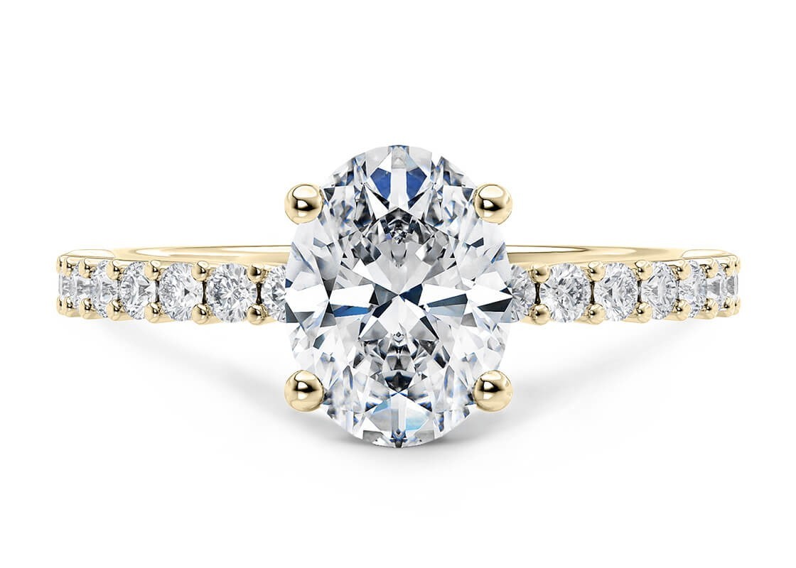 Lab Grown 8×10 mm Oval Diamond Solitaire Pavé Band Engagement Sterling Silver
