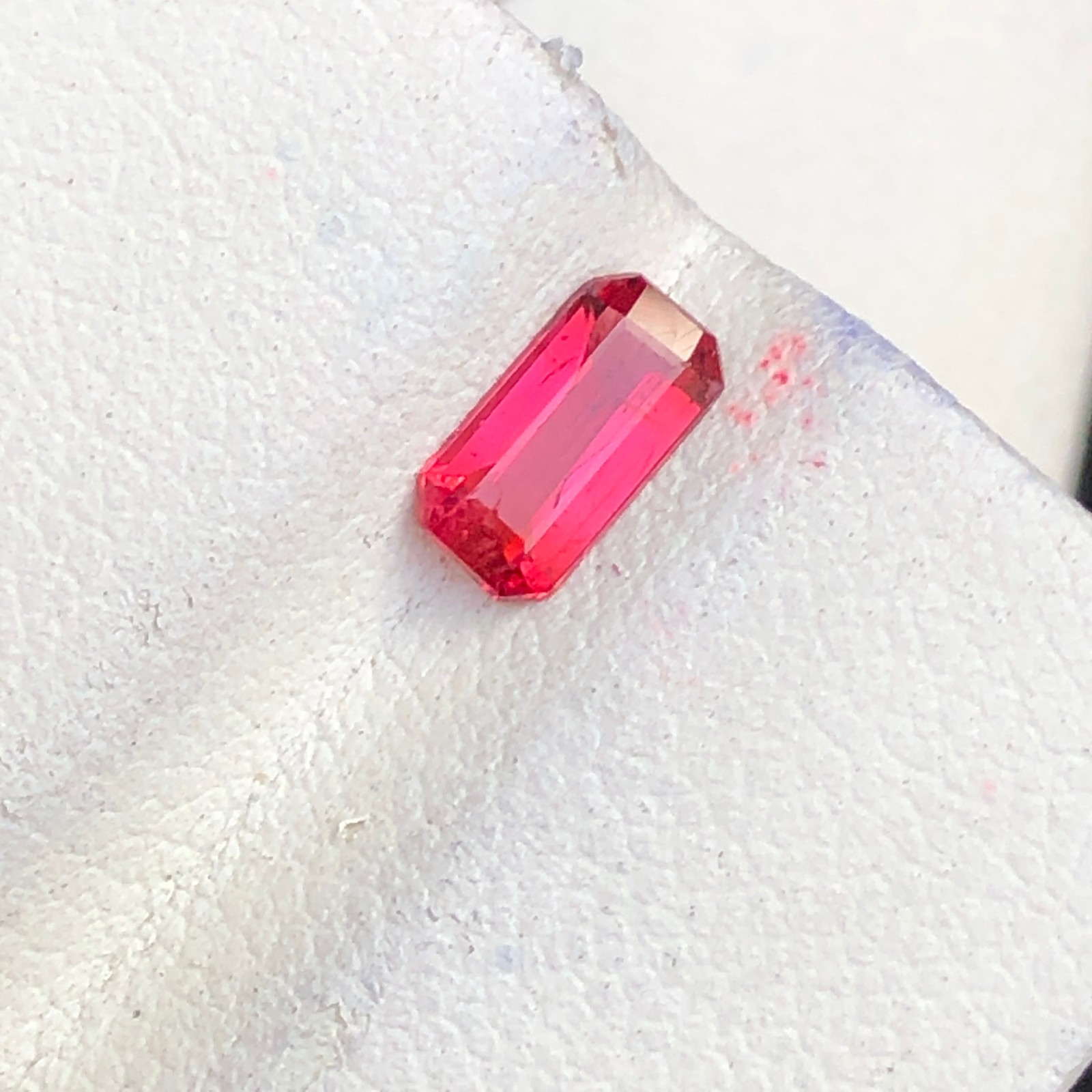 0.57 Carat Natural Emerald Cut Pinkish Red Spinel Loose Gemstone From Burma