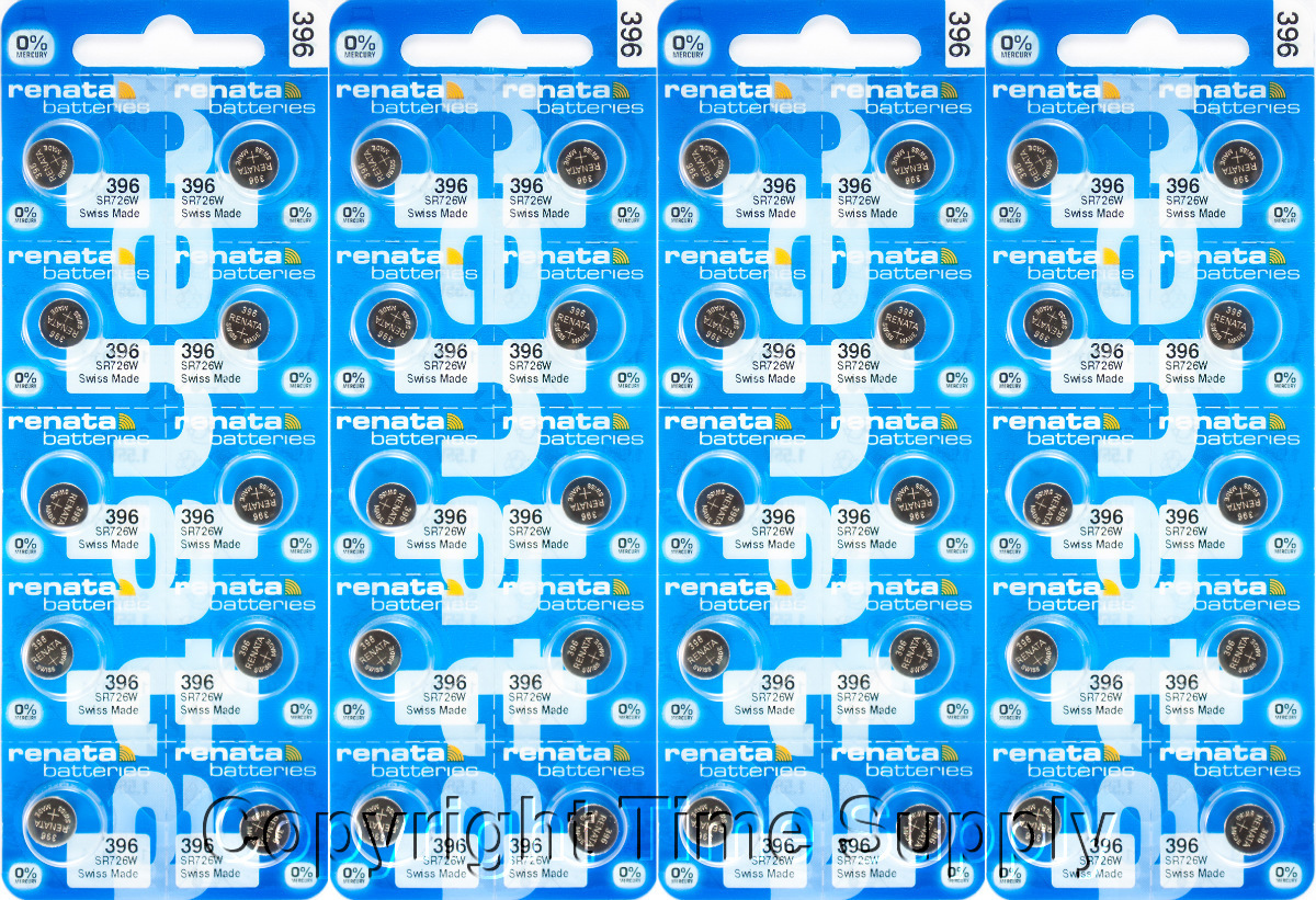 40 pc 396 Renata Watch Batteries Swiss Made SR726W 0% MERCURY