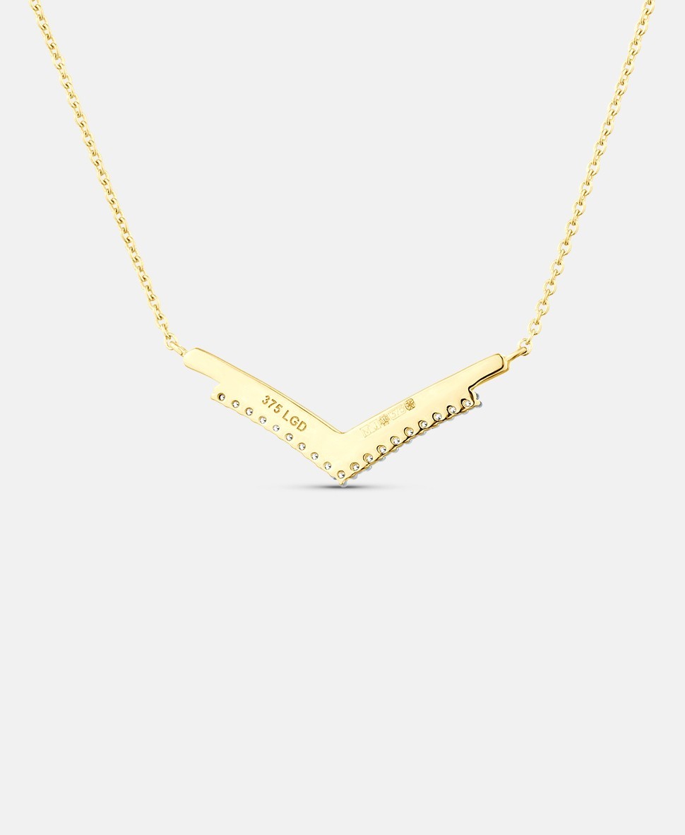 9ct Yellow Gold Lab Diamond Wishbone Necklace