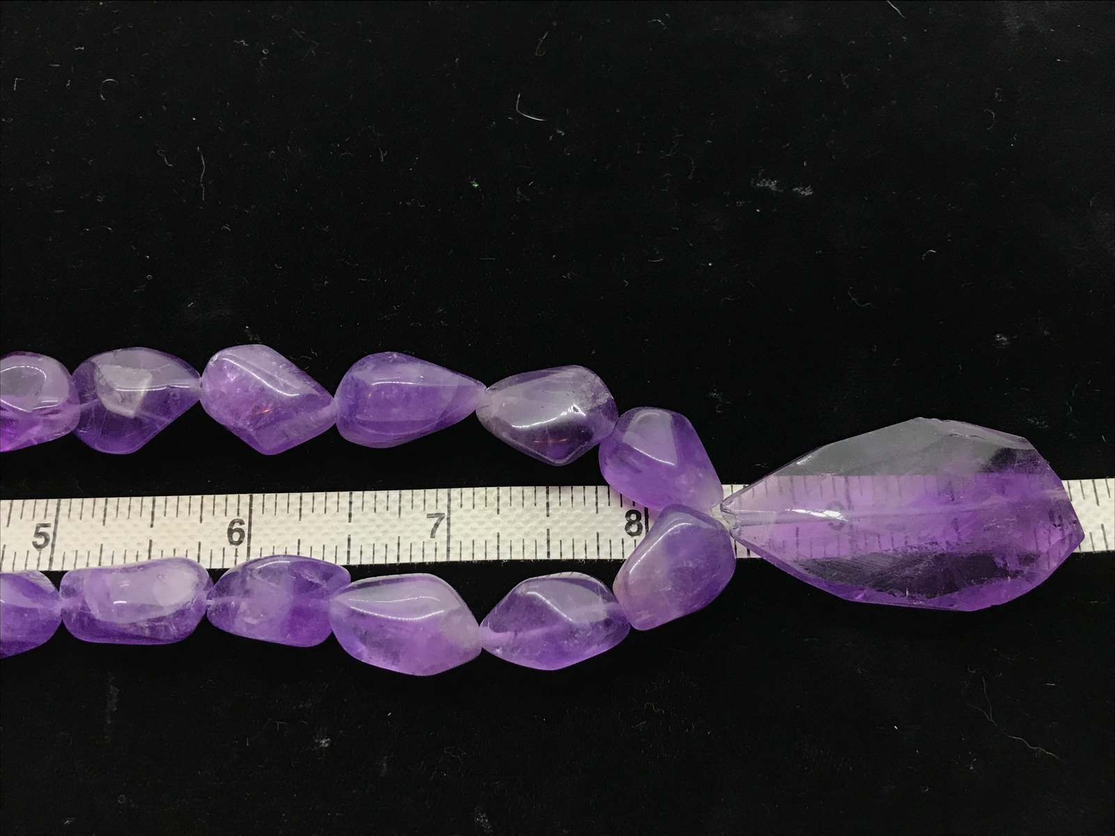 Vintage Sterling Silver Natrual Amethyst Stones 16″ Necklace