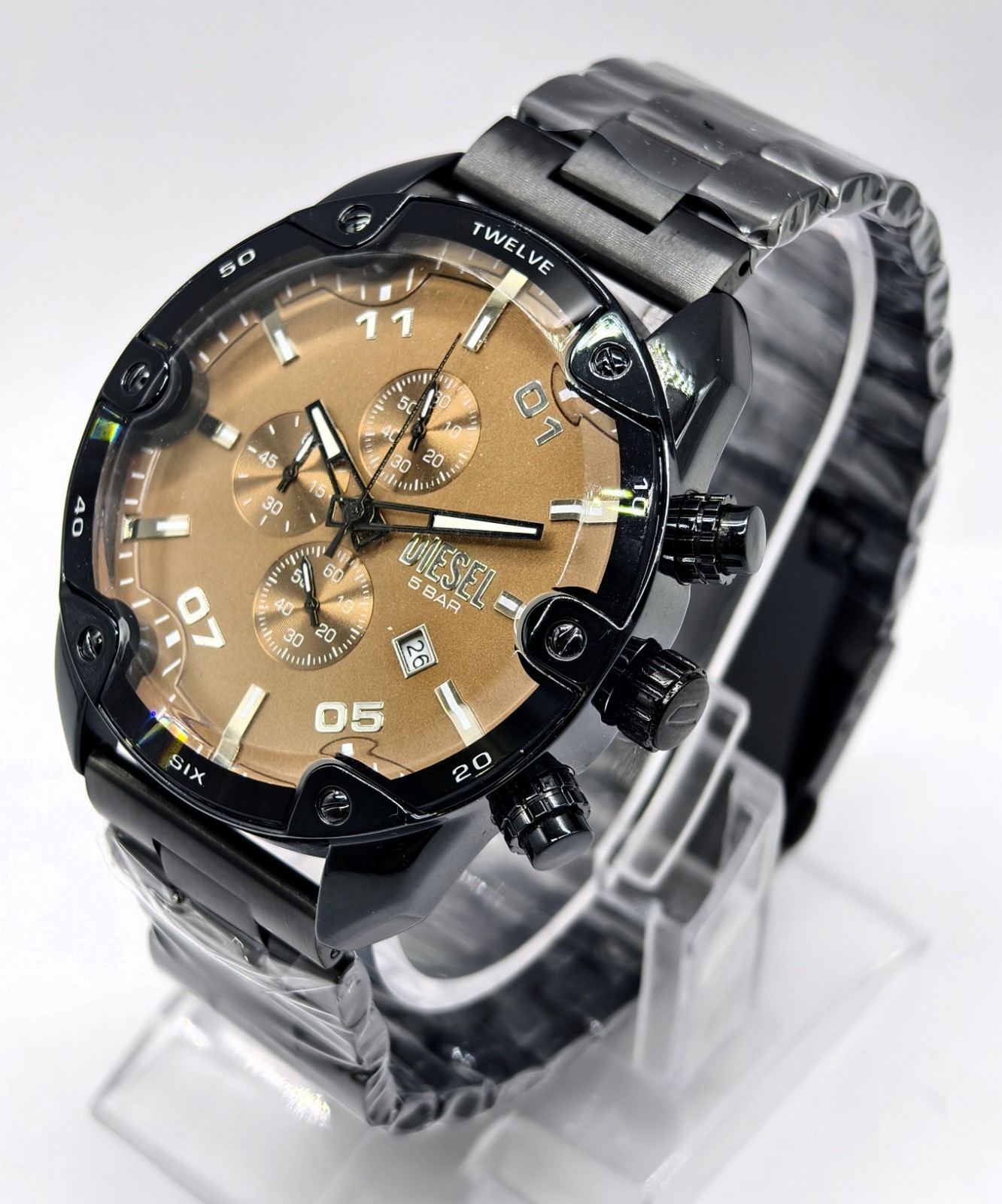 Awesome Diesel Spiker ”ONLY THE BRAVE” Chronograph Quartz Men’s Wrist Watch