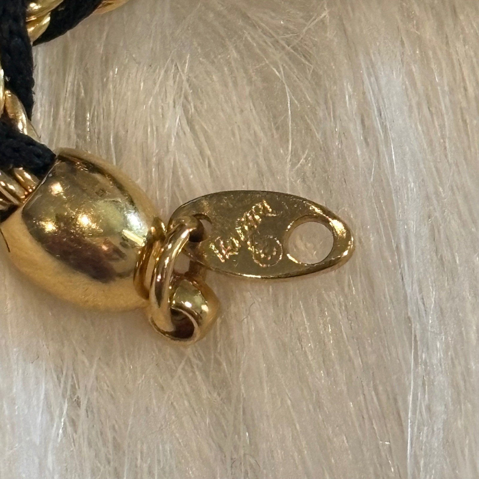 Vtg Trifari Rope Chain Necklace Black Gold Twisted Cord Old Money Preppy 21010