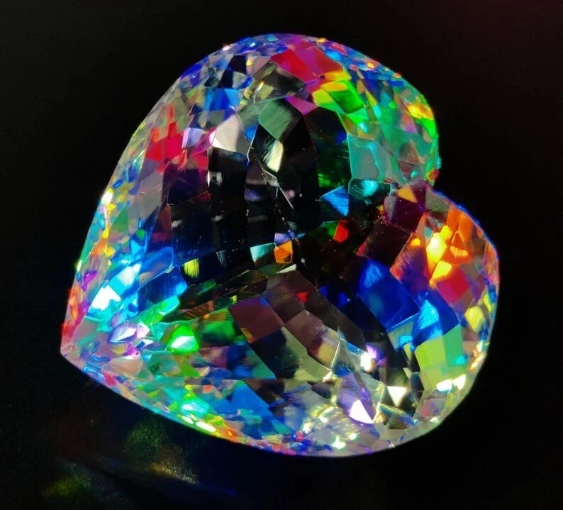 102 CT Natural Rainbow Color Heart Cut Mystic Topaz Certified Gemstone