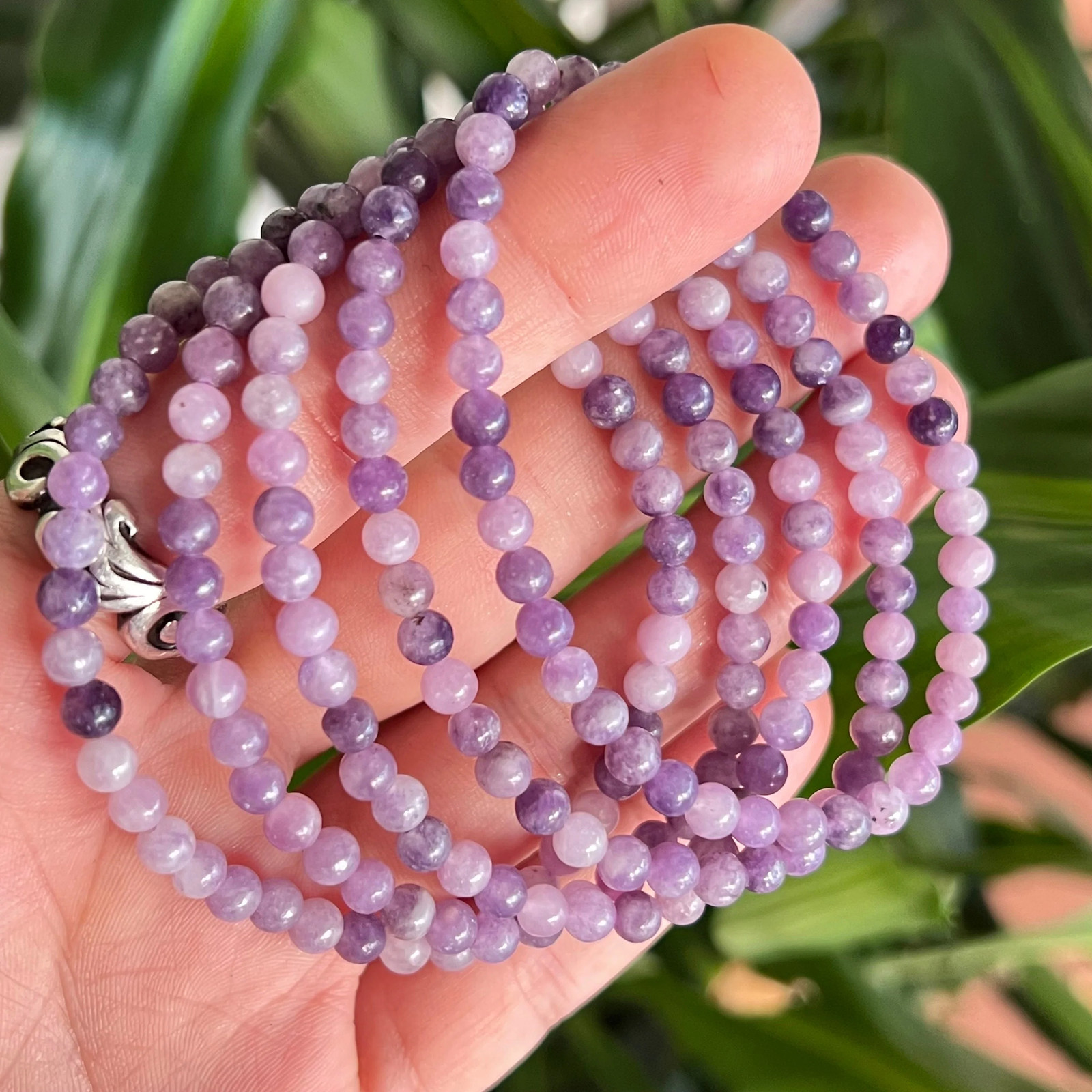 Lepidolite Crystal Bracelet: Handmade Gemstone Beaded Bracelet