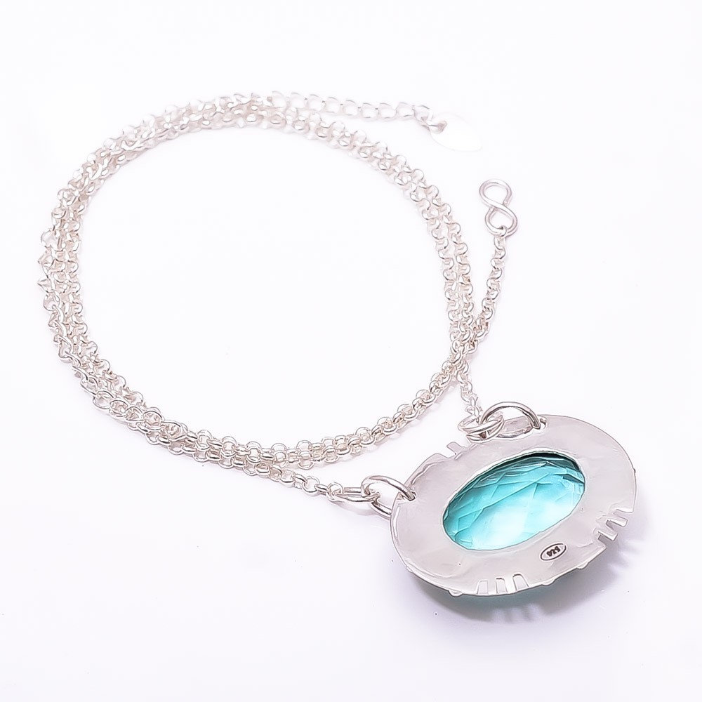 Apatite 925 Sterling Silver Chain Pendant 19-23″ C1 Gift for her, Christmas Gift