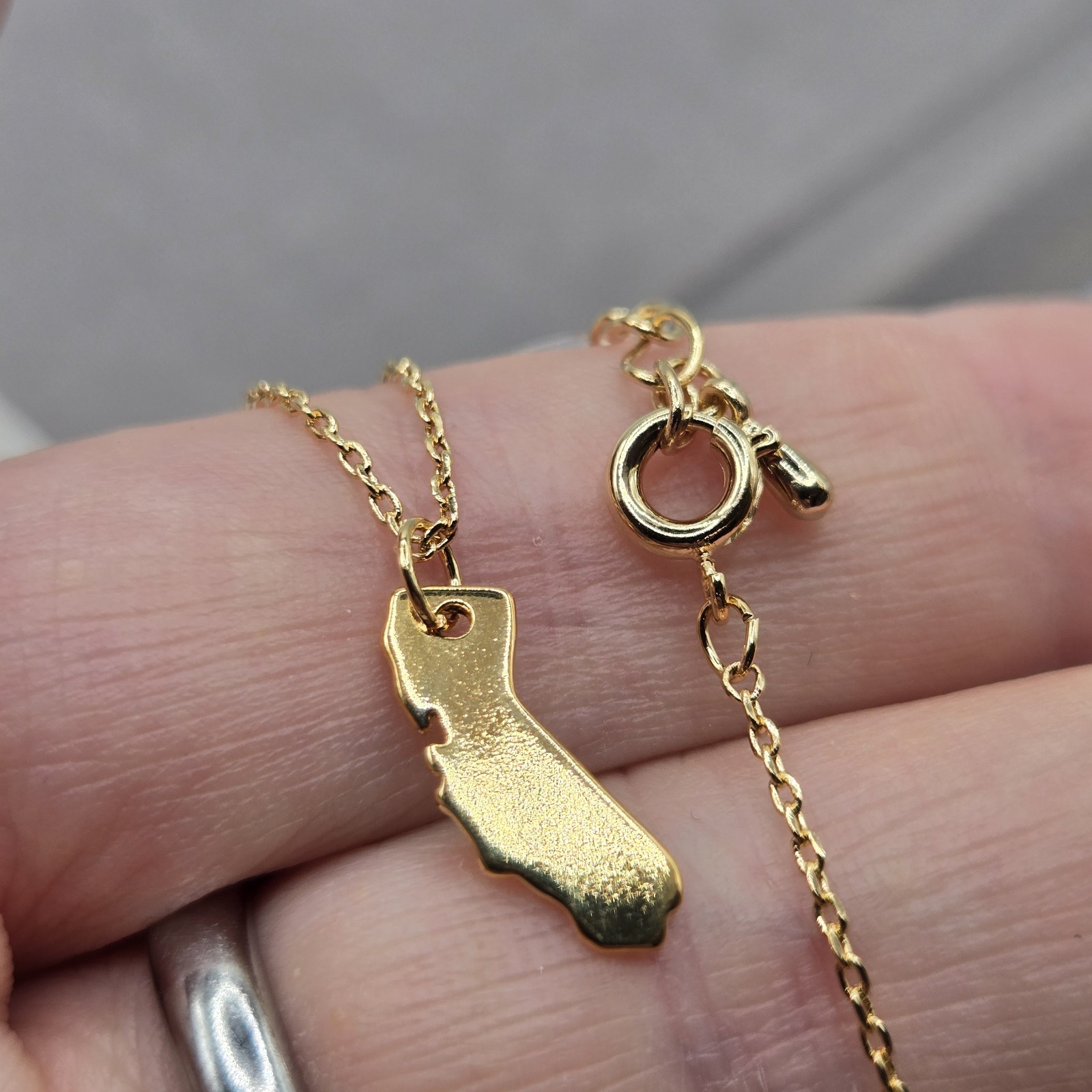 Gold Dainty Chain California State Charm Necklace 16K Gold Plated Boutique Brand