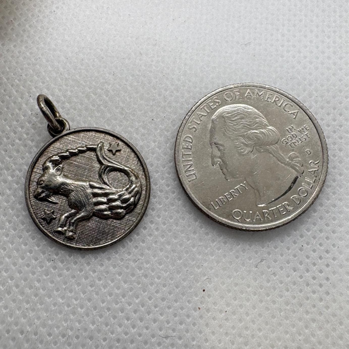 Rembrandt Vintage Sterling Silver Capricorn Zodiac Charm Sea Goat Pendant 3.06g