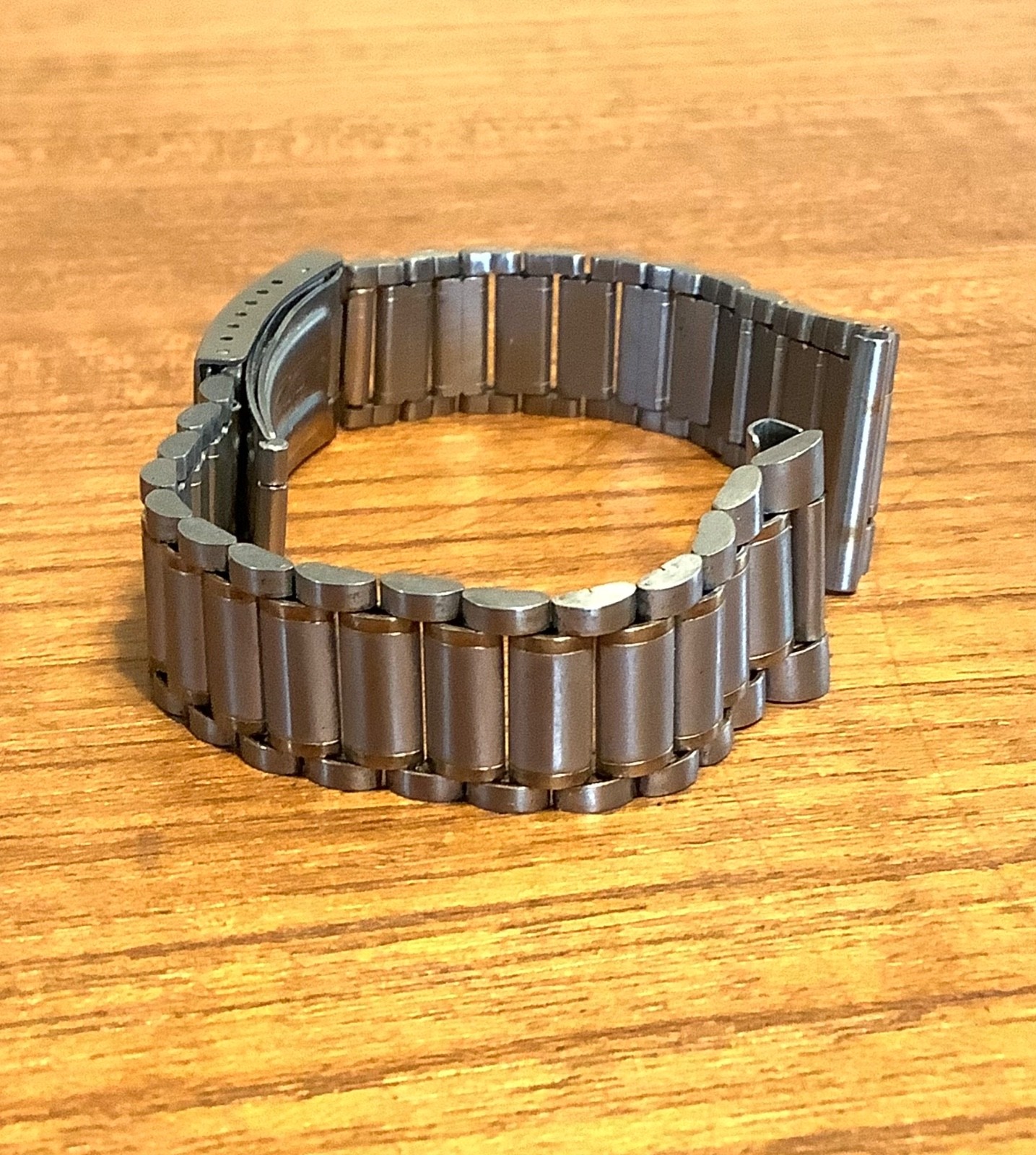 Watchband Gold & Satin Brushed Stainless Link Bracelet Fold Over Clasp 18mm Ends