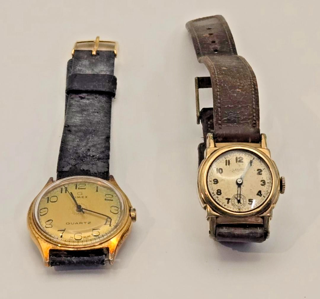 VTG. LATHAM GOLD Manual Wind & TIMEX “A” CELL QUARTZ NOT WORKING-REPAIR OR PARTS
