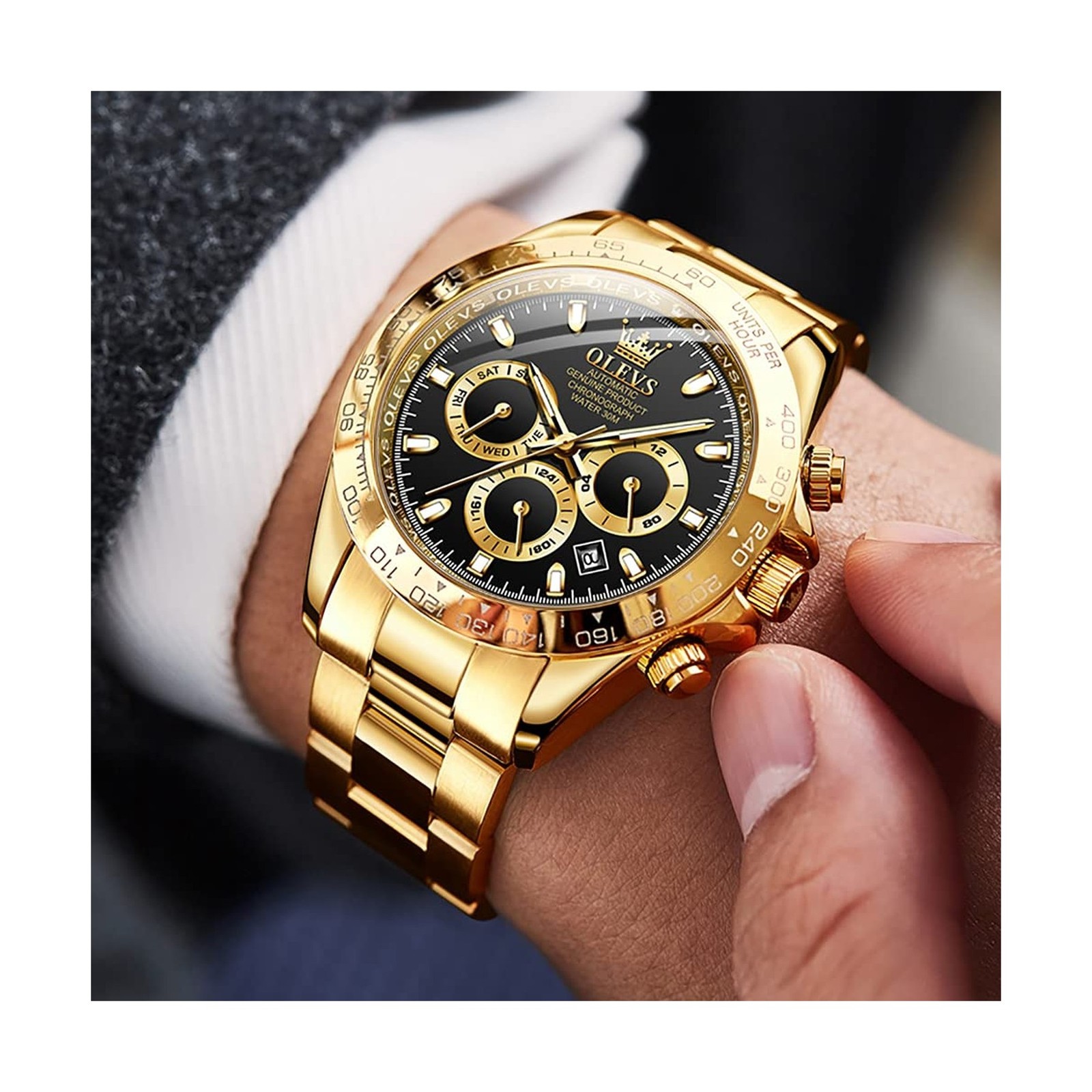 OLEVS Gold Watches for Men Automatic Self Winding Luxury Waterproof Watch Cal…