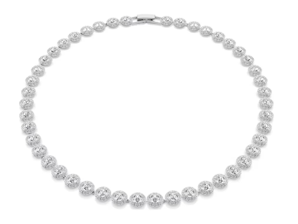 Swarovski Una Angelic necklace Round cut, Medium, White, Rhodium plated