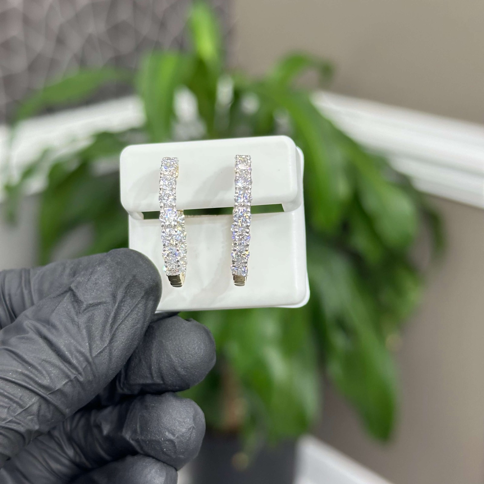 Lab Created Diamond Hoop Earrings 5 CTW 10k Gold