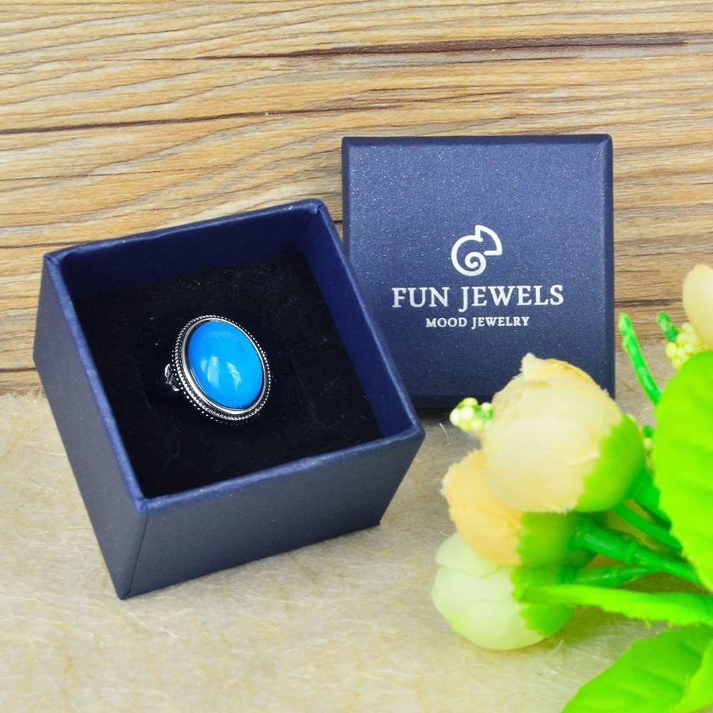 Vintage Adjustable Antique Silver Plated Mood Ring | Color Change Oval Stone, Gi