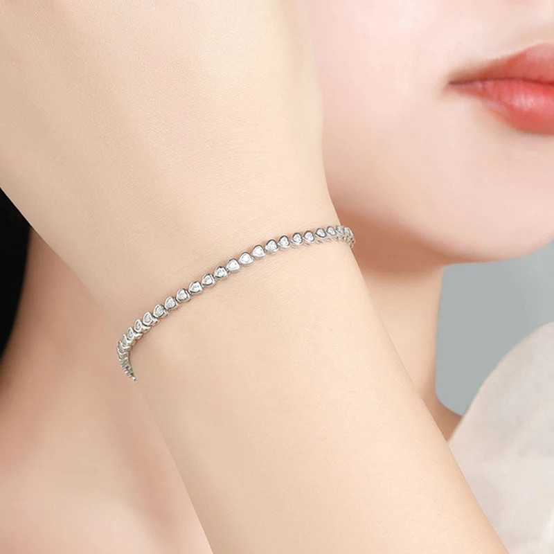 2.1ct Heart Cut Lab‑Created Diamond Test Pass VVS1/D 2mm 14cm Tennis Bracelet