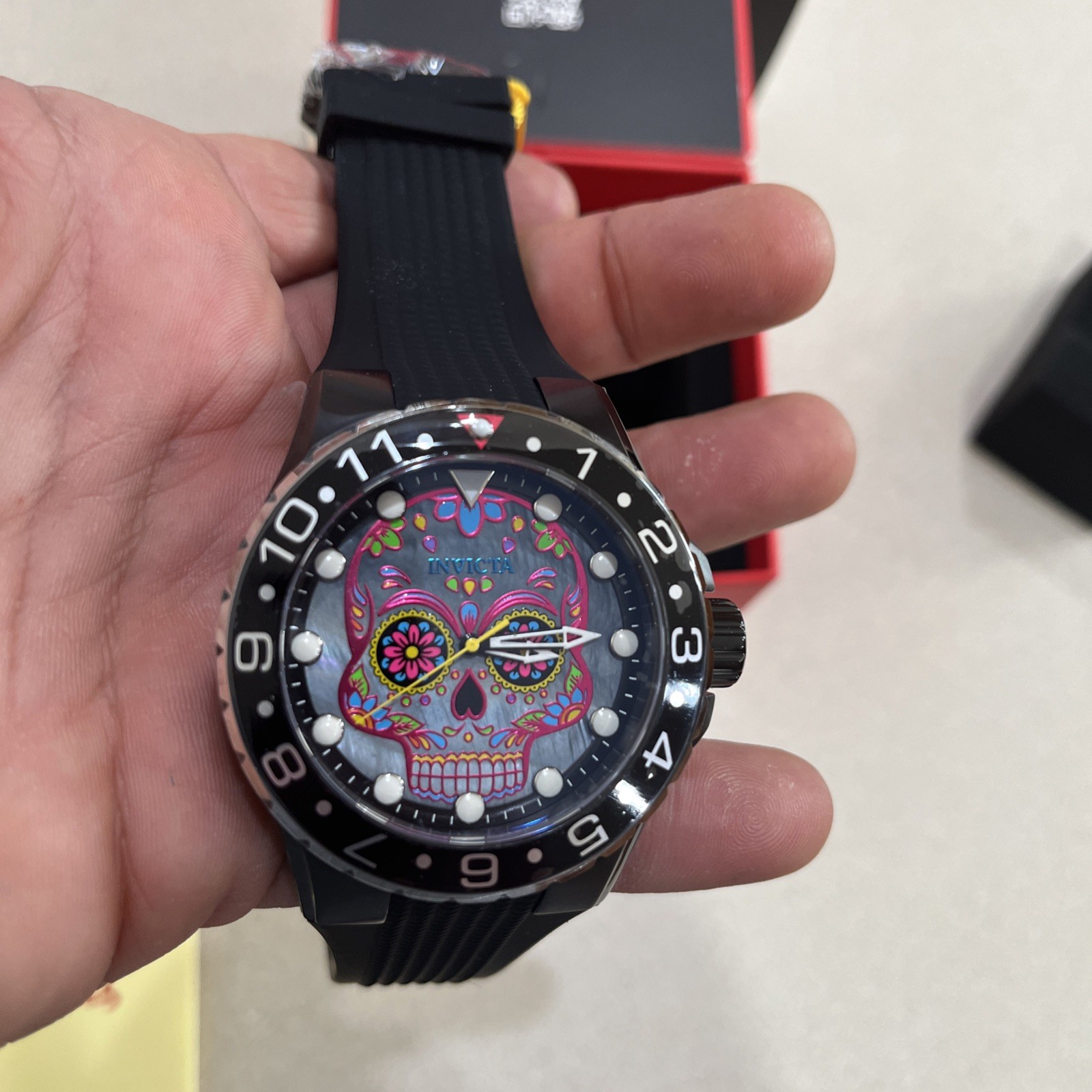 Invicta Aviator Dia De Los Muertos Mens Watch 50mm Mother of Pearl 36854. #1144