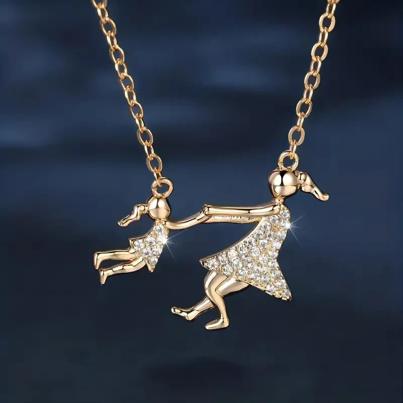 Creative Fashion Shiny Mom Girl Pendant Necklace Versatile Personality Trend New