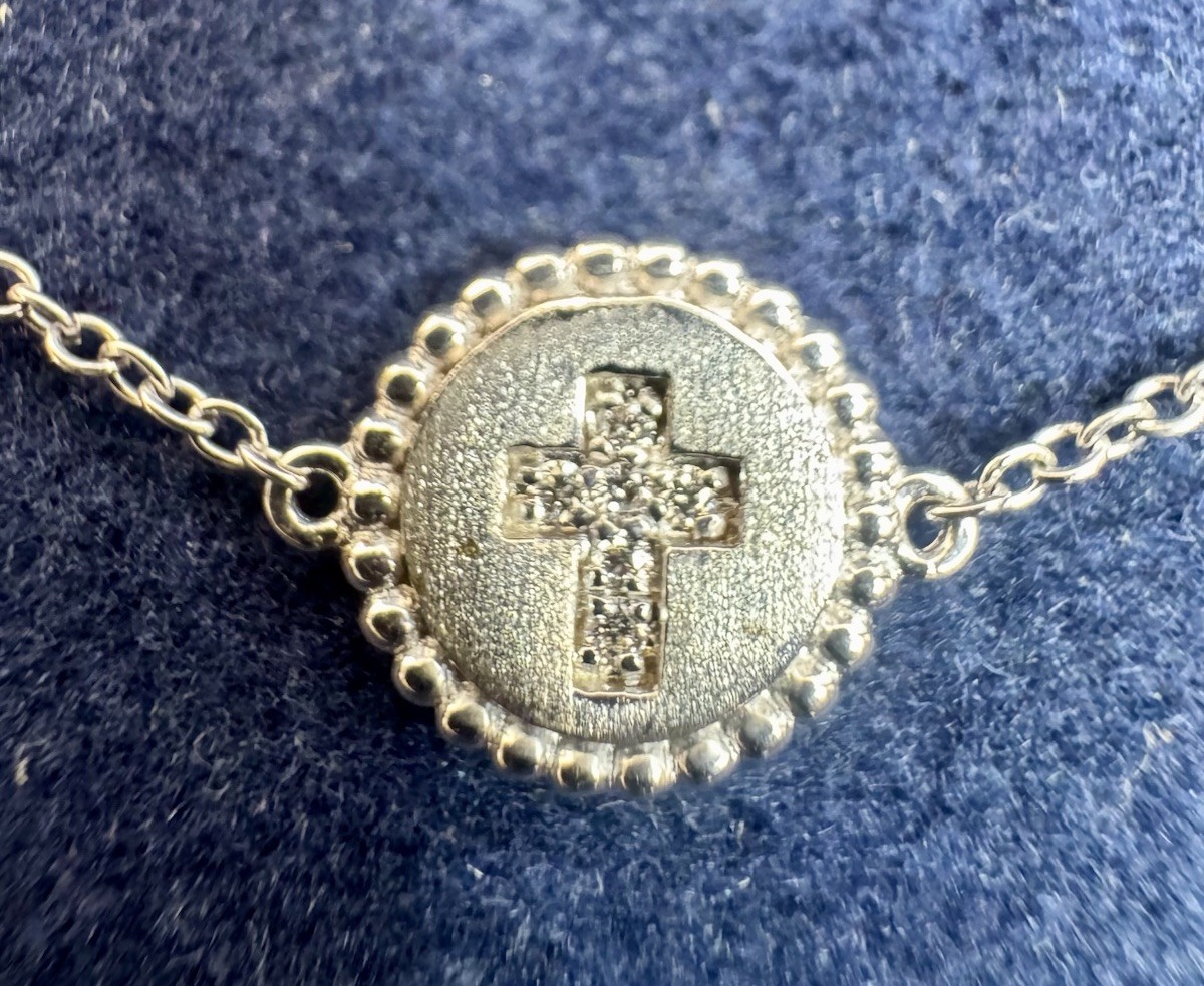NEW Gabriel & Co Cross Bracelet 925 Sterling Silver Diamond .03ct Bujukan NIB NY